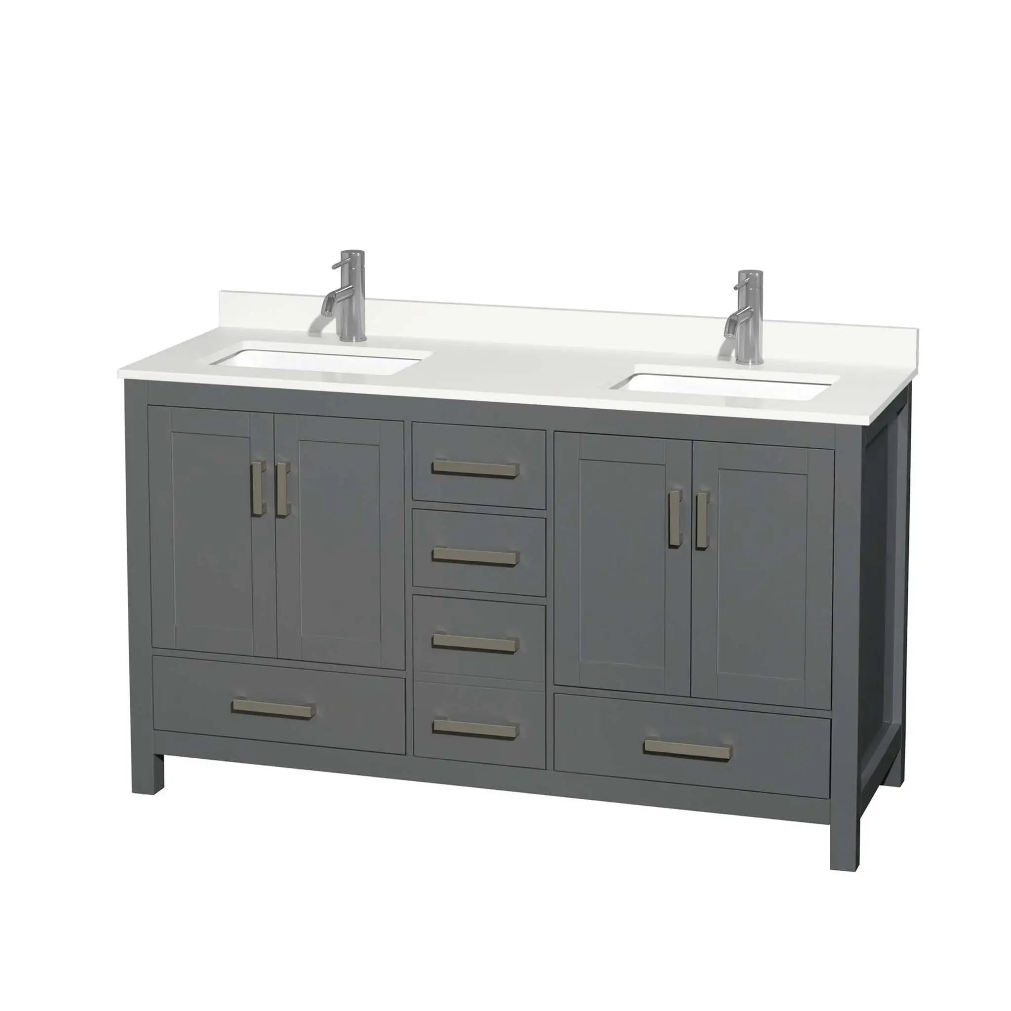 60" Sheffield Double Bathroom Vanity in Dark Gray with Brushed Chrome Trim by Wyndham