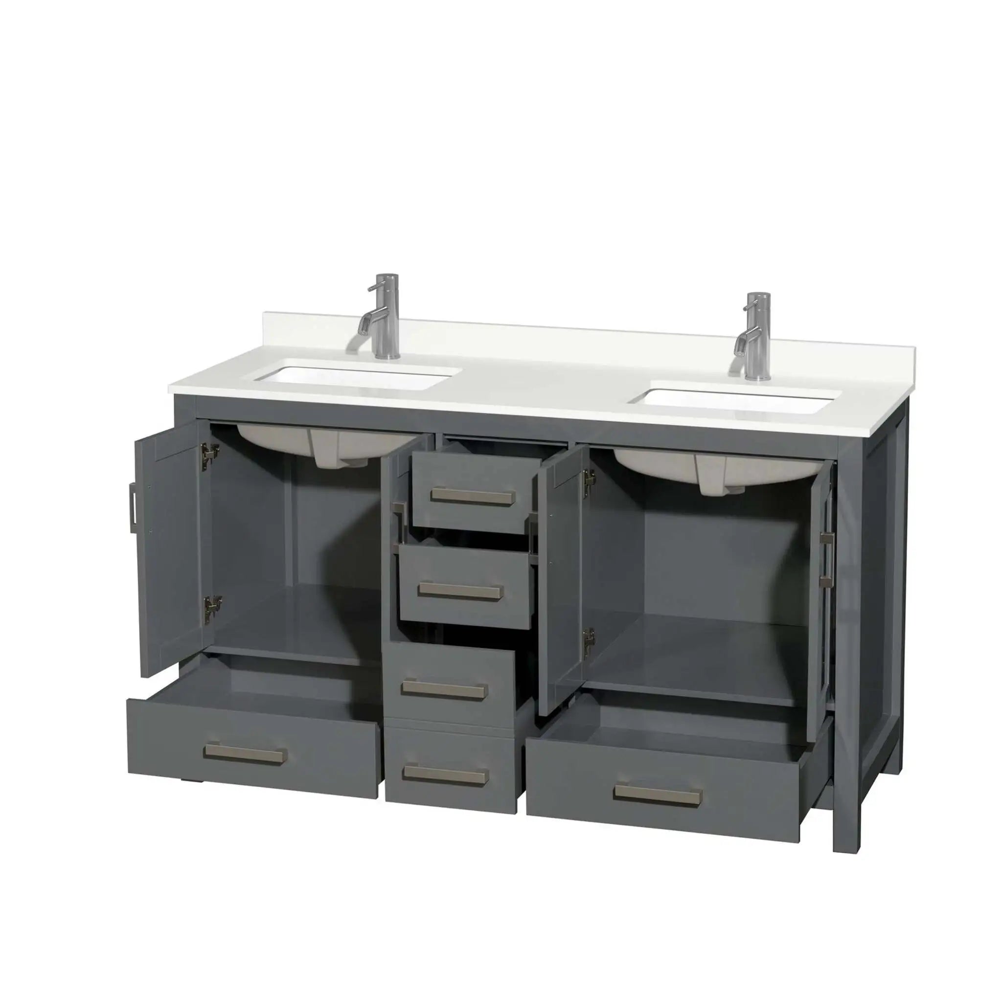 60" Sheffield Double Bathroom Vanity in Dark Gray with Brushed Chrome Trim by Wyndham