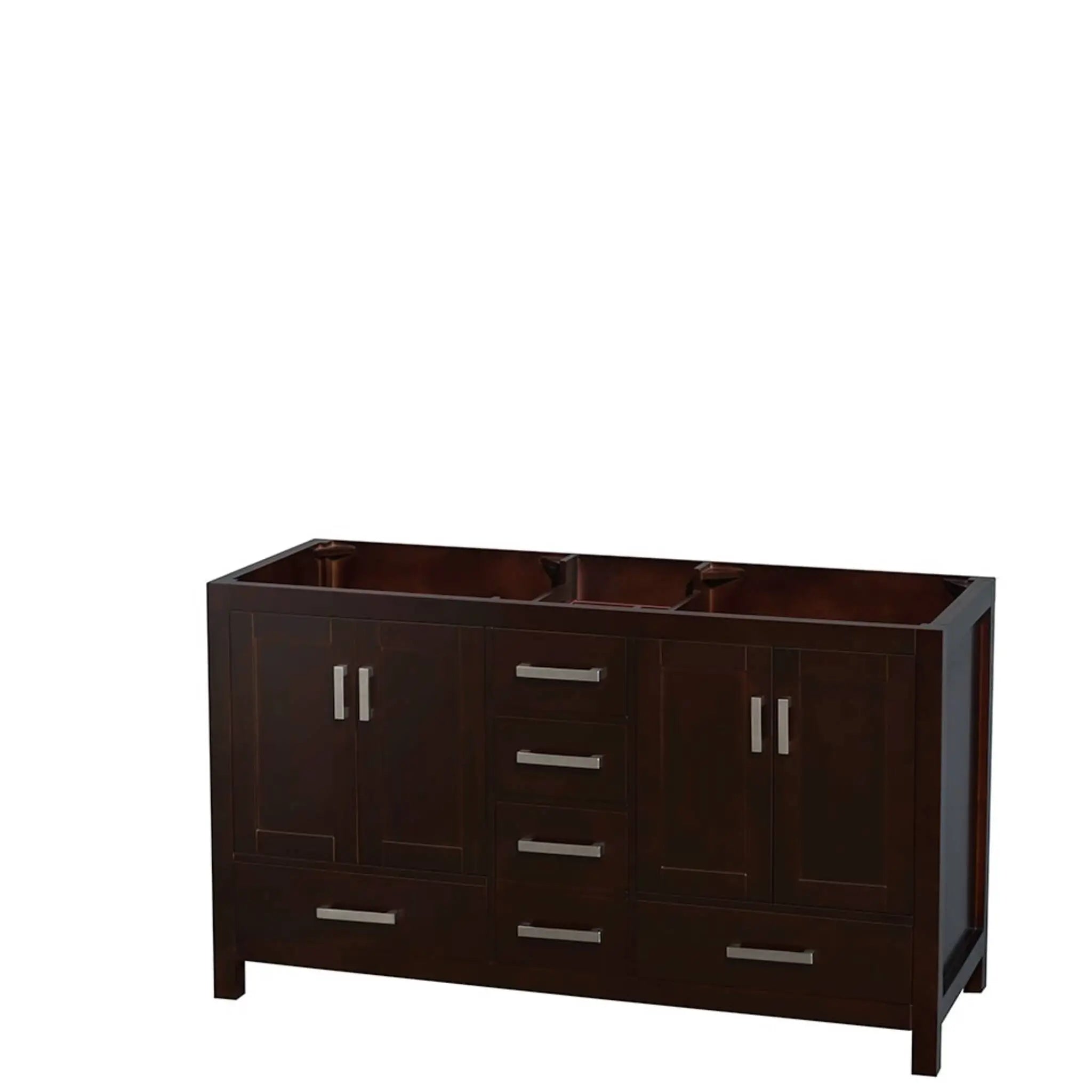 60" Sheffield Double Bathroom Vanity in Espresso with Brushed Chrome Trim by Wyndham
