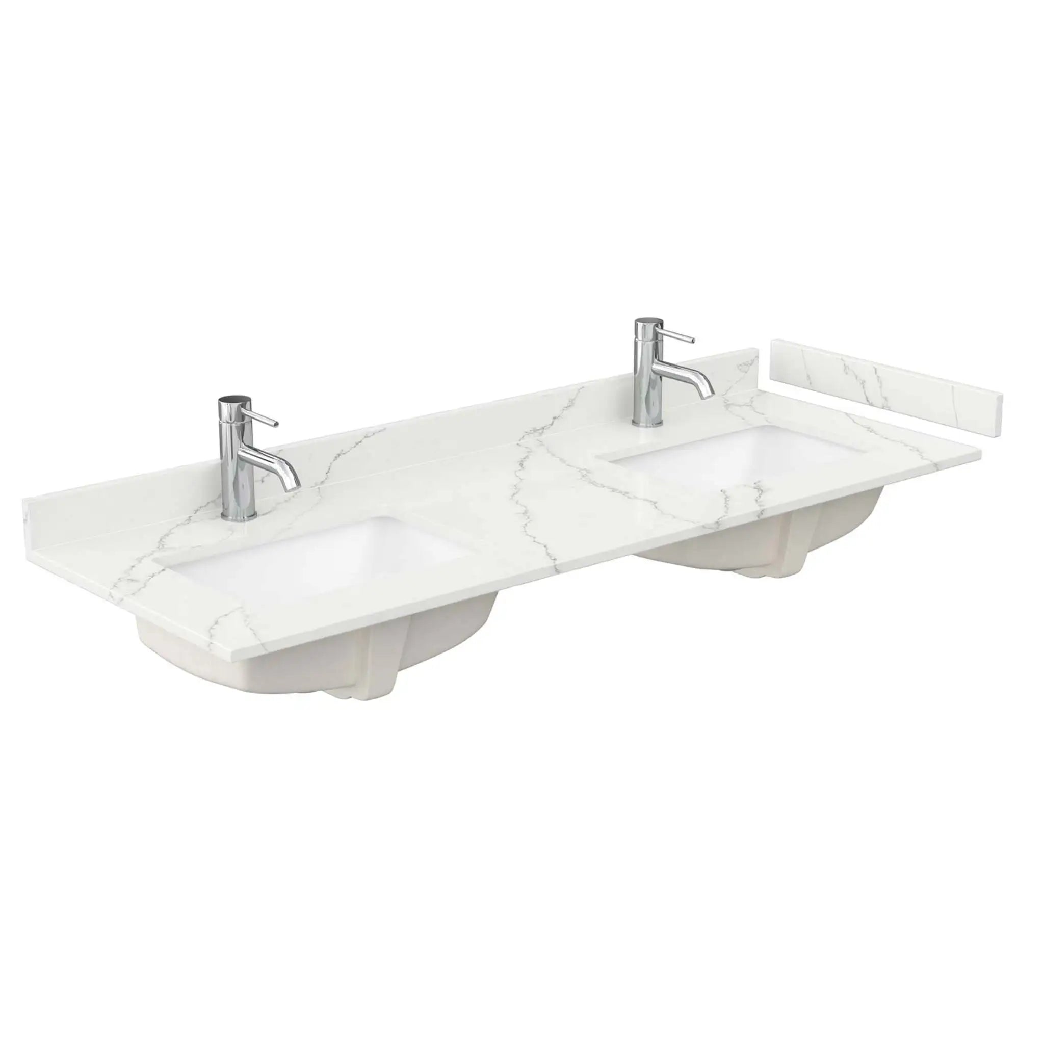 60" Sheffield Double Bathroom Vanity in Gray with Brushed Chrome Trim & 58" Mirror by Wyndham