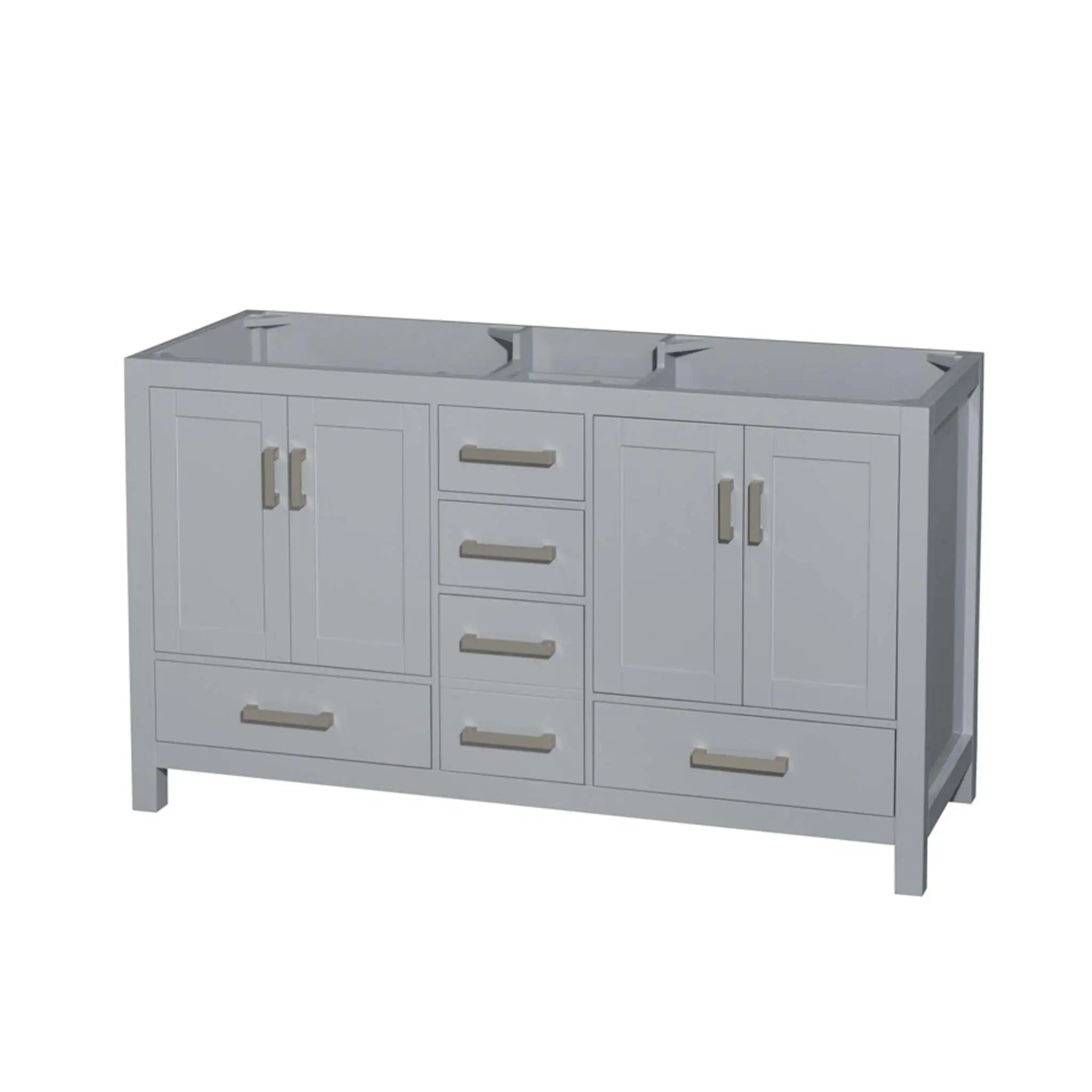 60" Sheffield Double Bathroom Vanity in Gray with Brushed Chrome Trim by Wyndham
