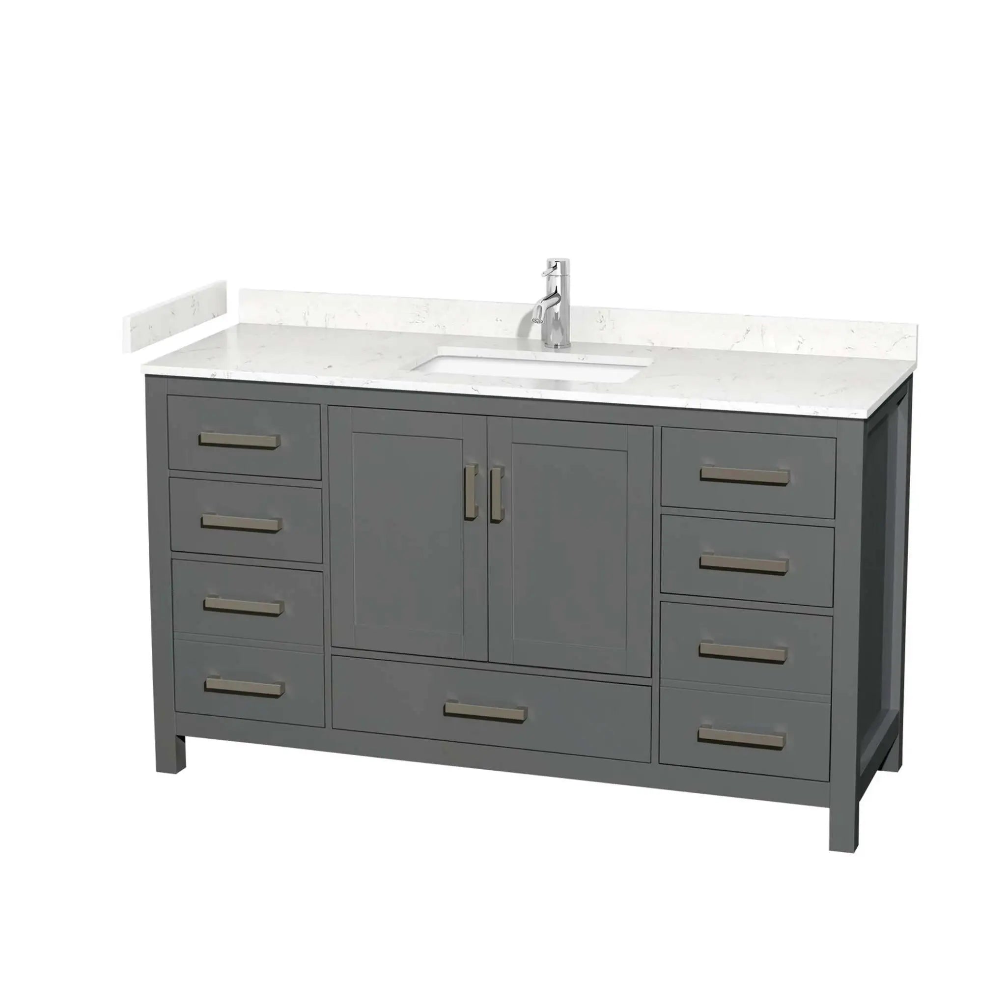 60" Sheffield Single Bathroom Vanity in Dark Gray with Brushed Chrome Trim by Wyndham