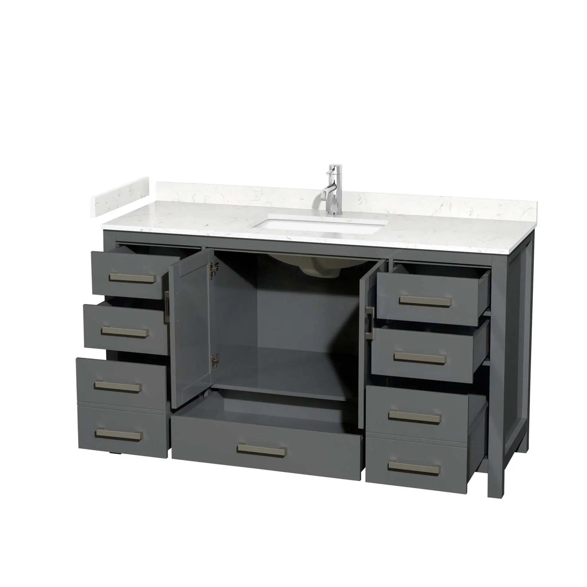 60" Sheffield Single Bathroom Vanity in Dark Gray with Brushed Chrome Trim by Wyndham