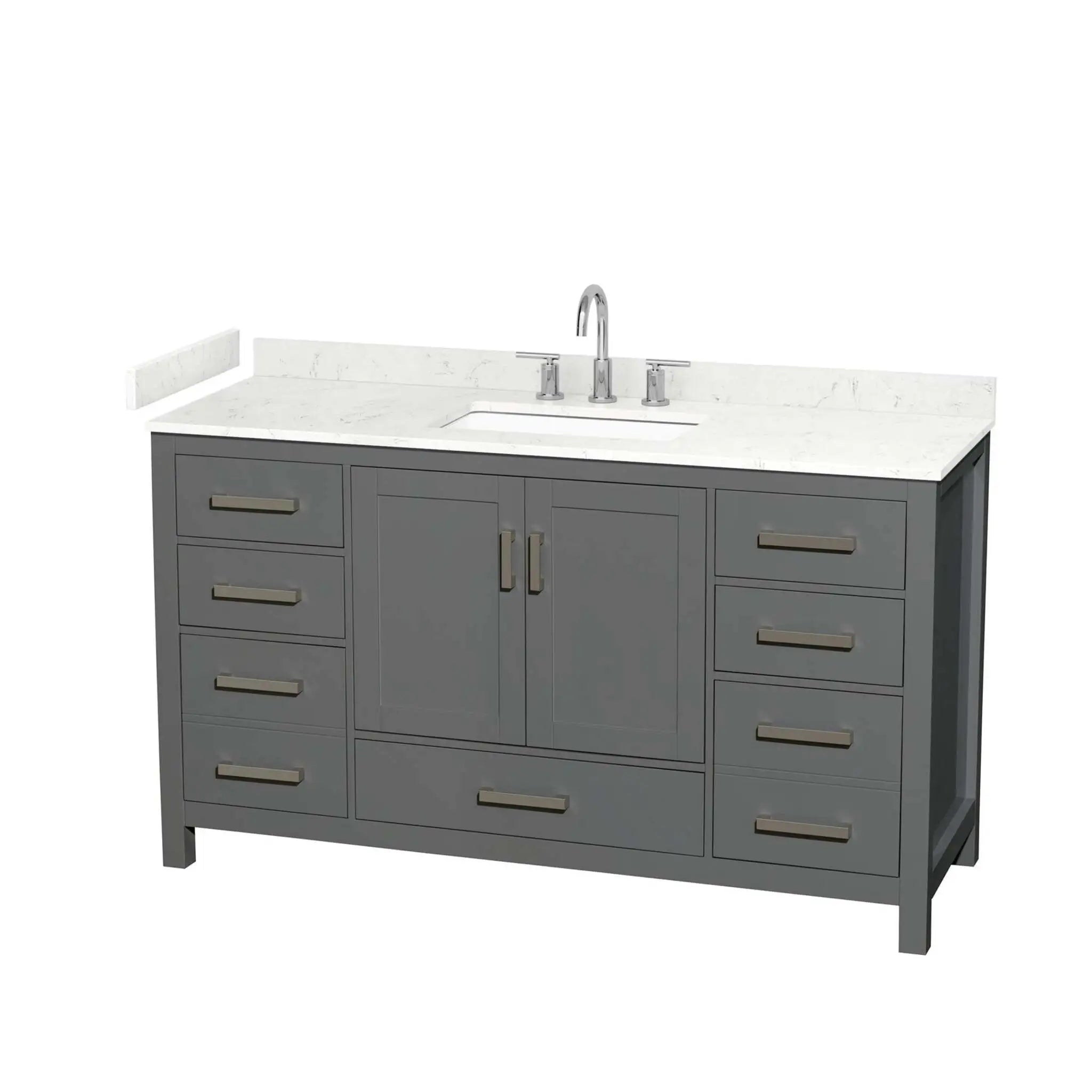 60" Sheffield Single Bathroom Vanity in Dark Gray with Brushed Chrome Trim by Wyndham