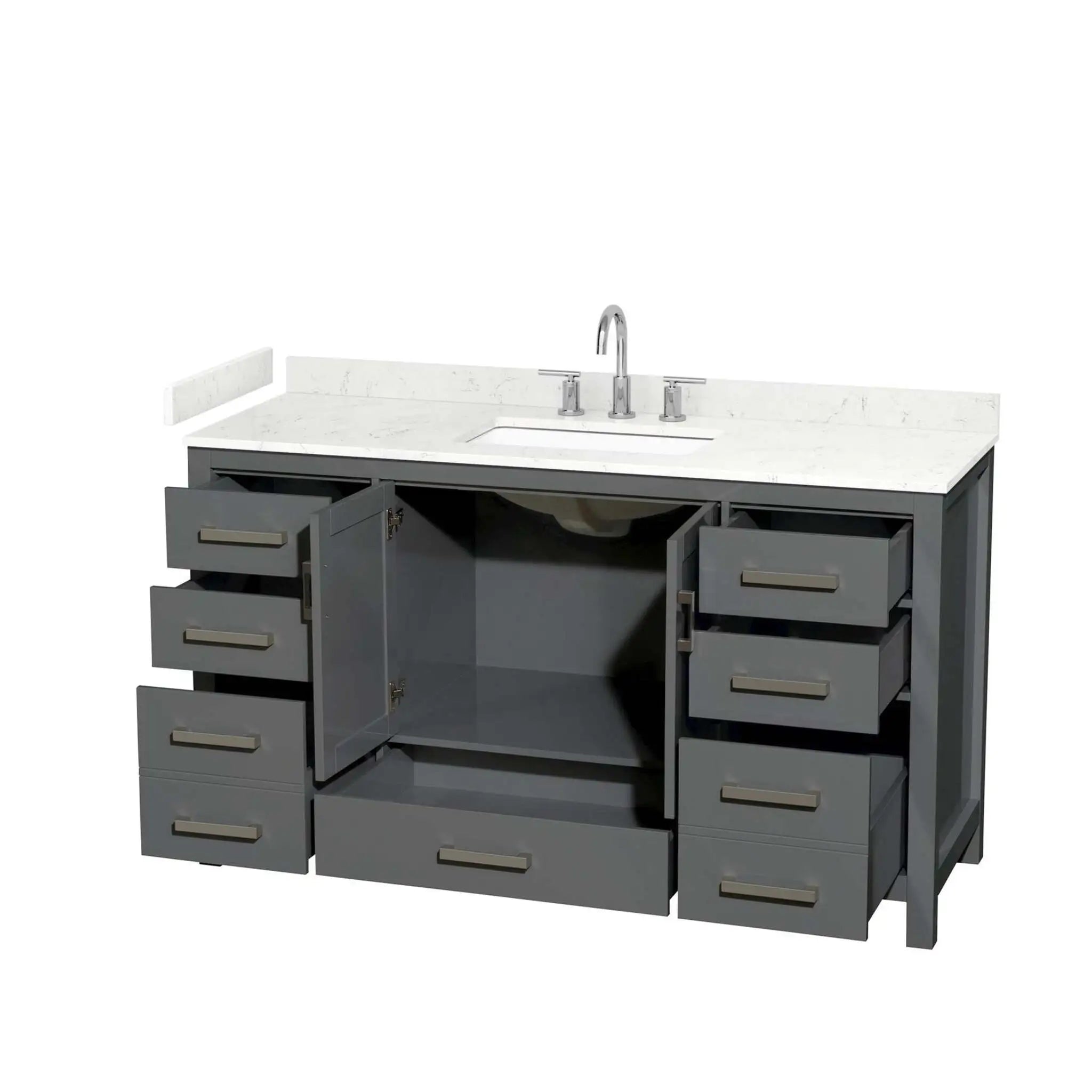 60" Sheffield Single Bathroom Vanity in Dark Gray with Brushed Chrome Trim by Wyndham