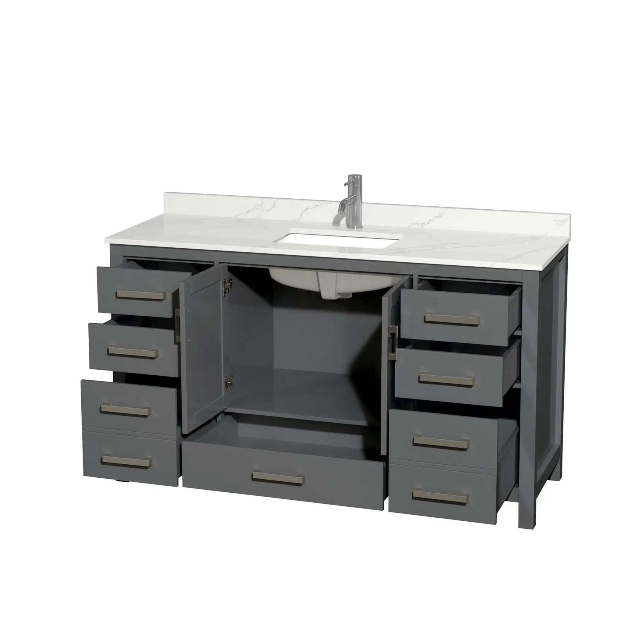 60" Sheffield Single Bathroom Vanity in Dark Gray with Brushed Chrome Trim by Wyndham