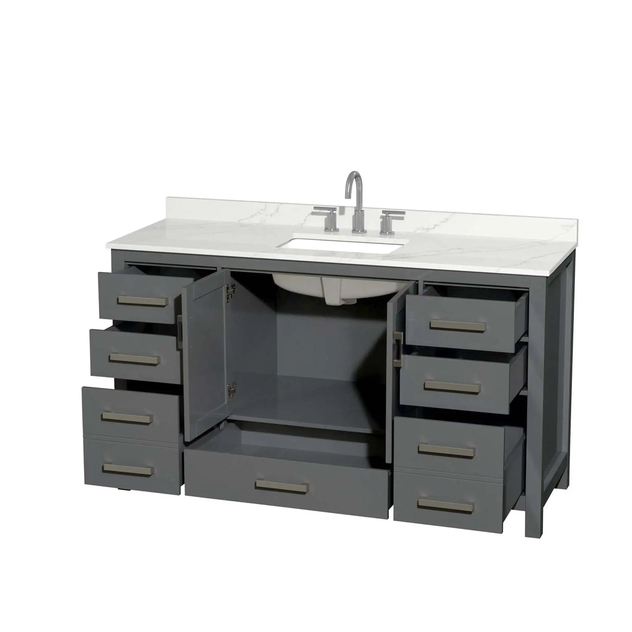 60" Sheffield Single Bathroom Vanity in Dark Gray with Brushed Chrome Trim by Wyndham