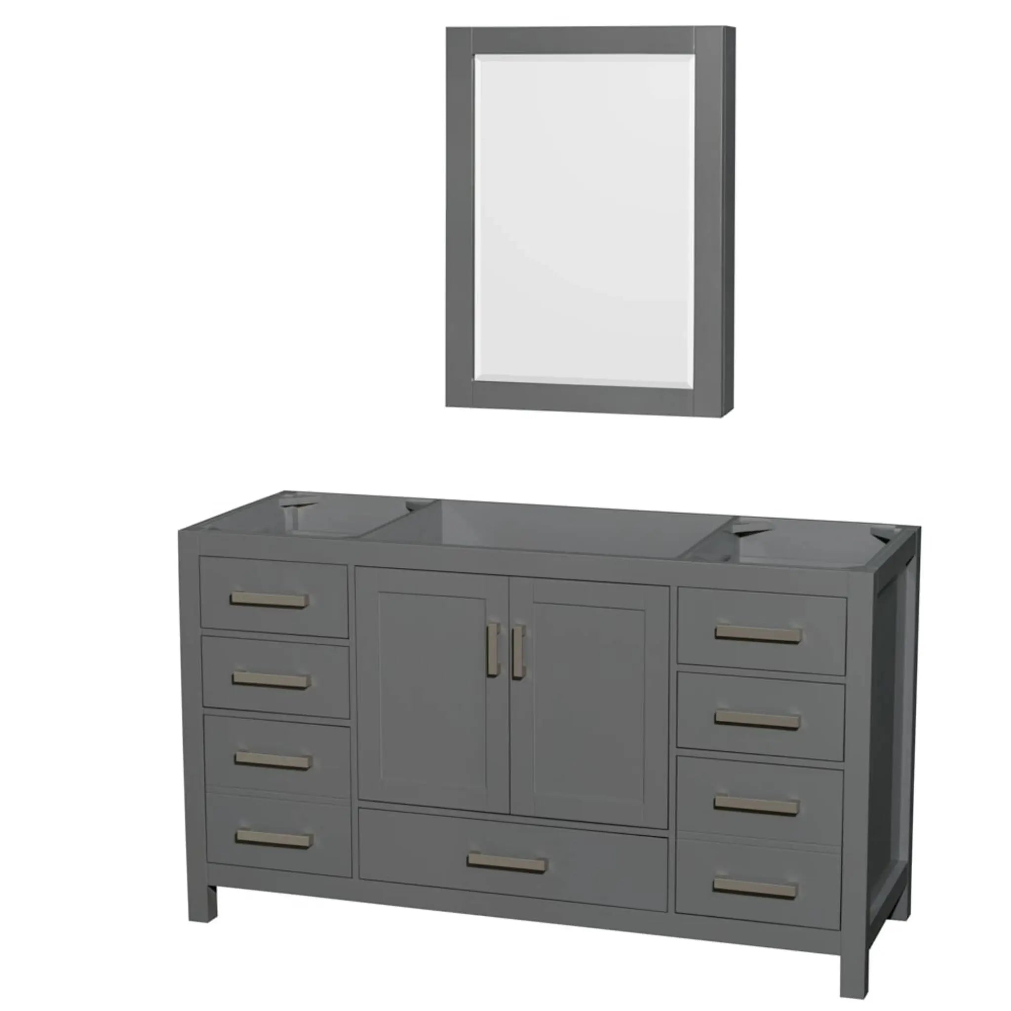 60" Sheffield Single Bathroom Vanity in Dark Gray with Brushed Chrome Trim & Medicine Cabinet by Wyndham