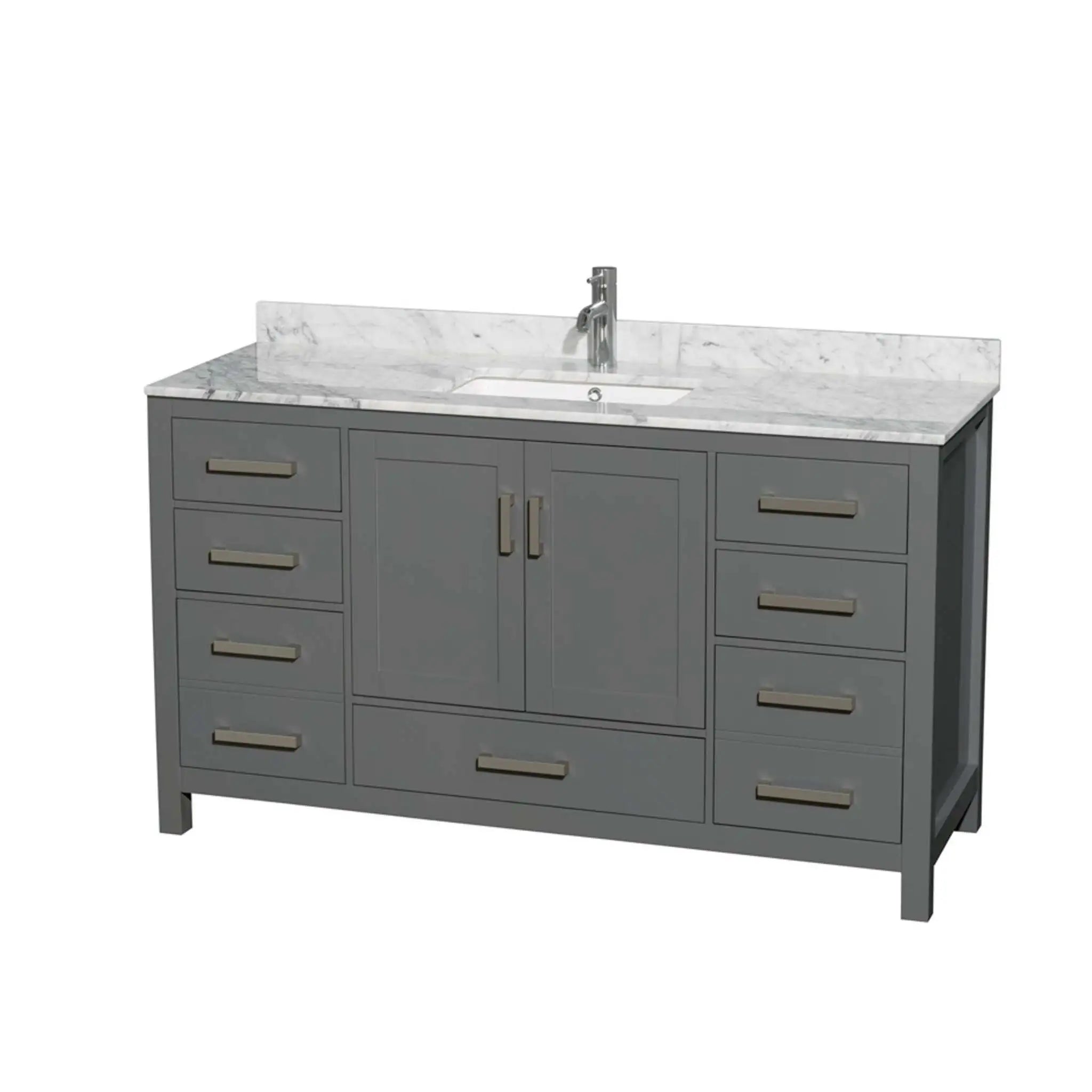 60" Sheffield Single Bathroom Vanity in Dark Gray with Brushed Chrome Trim by Wyndham