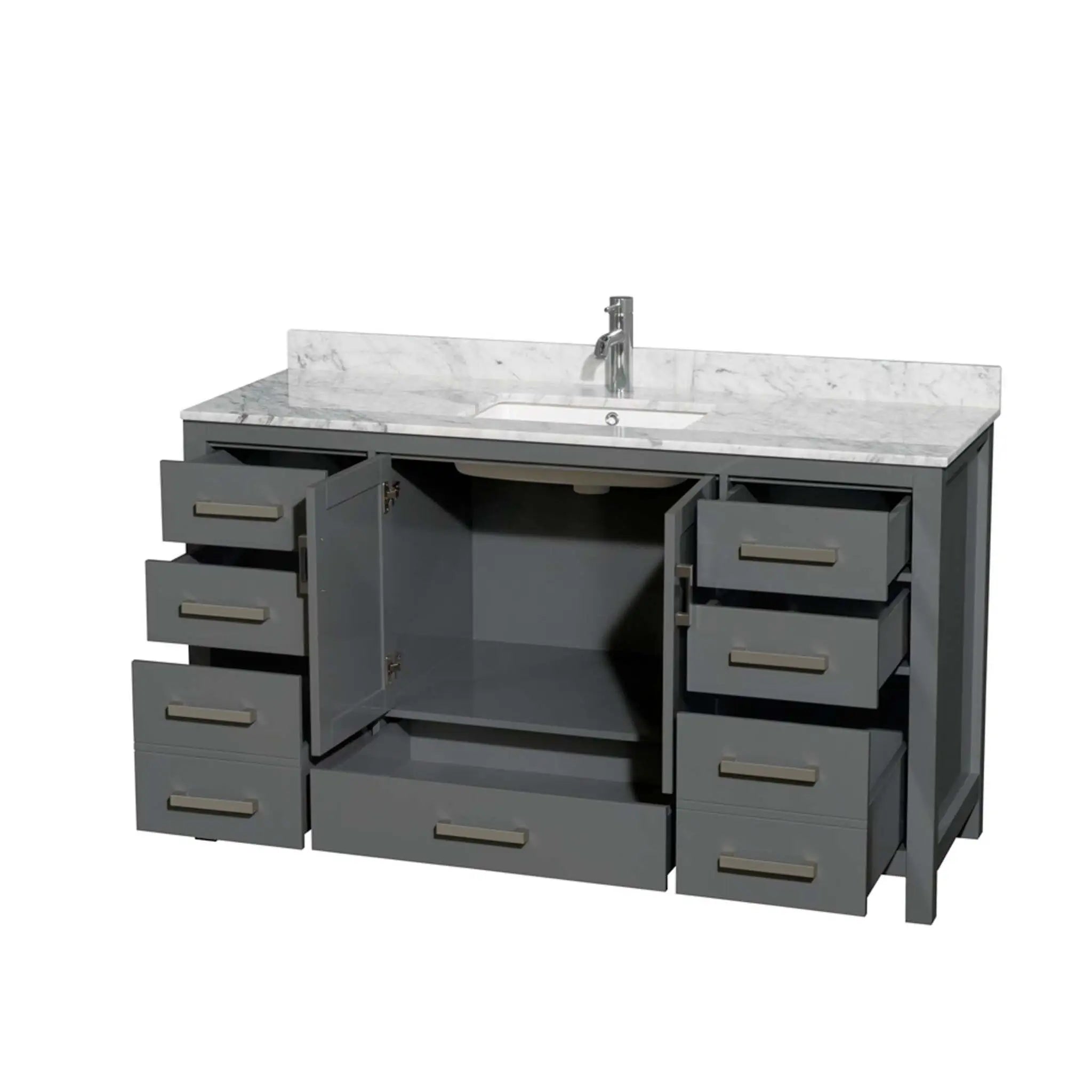 60" Sheffield Single Bathroom Vanity in Dark Gray with Brushed Chrome Trim by Wyndham