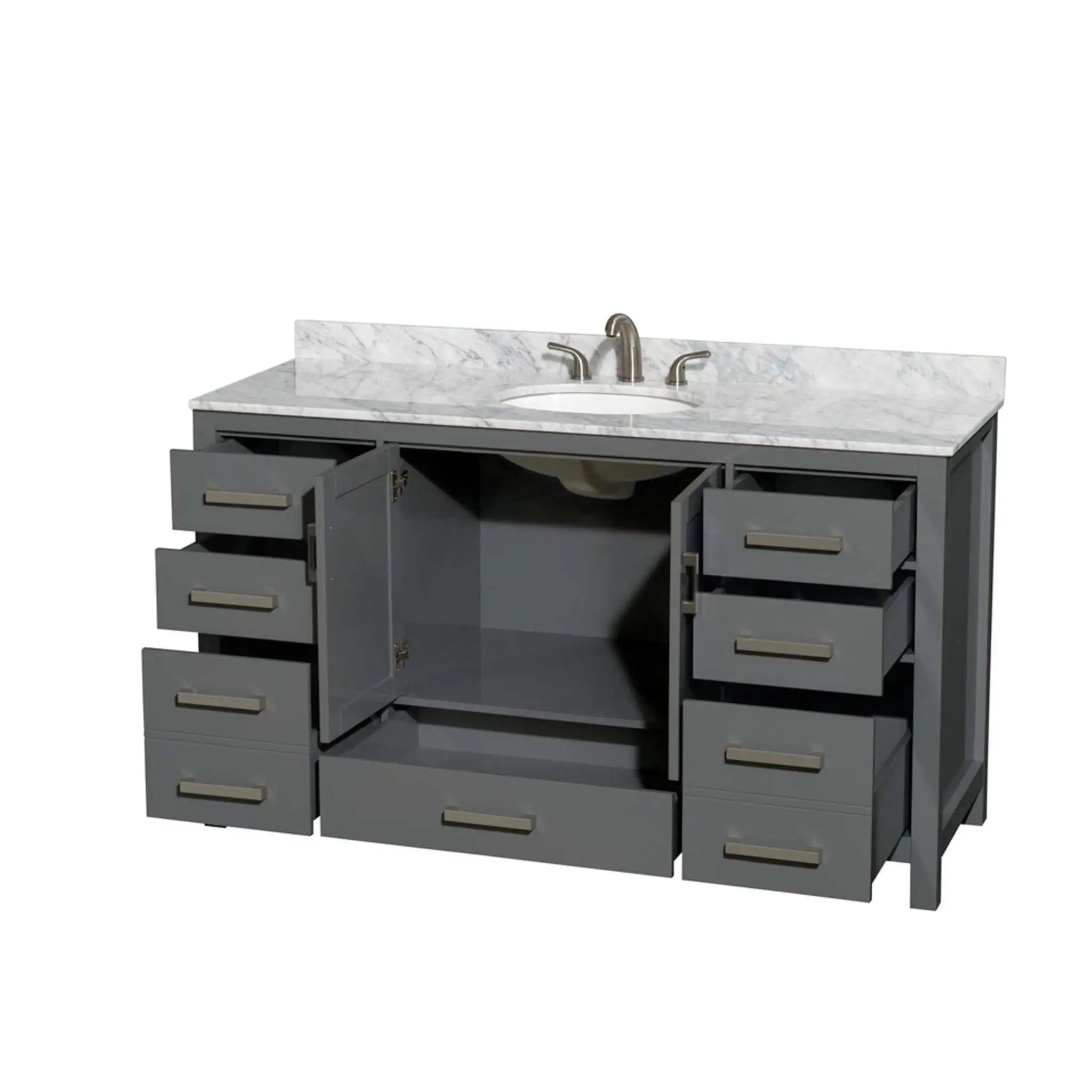 60" Sheffield Single Bathroom Vanity in Dark Gray with Brushed Chrome Trim by Wyndham