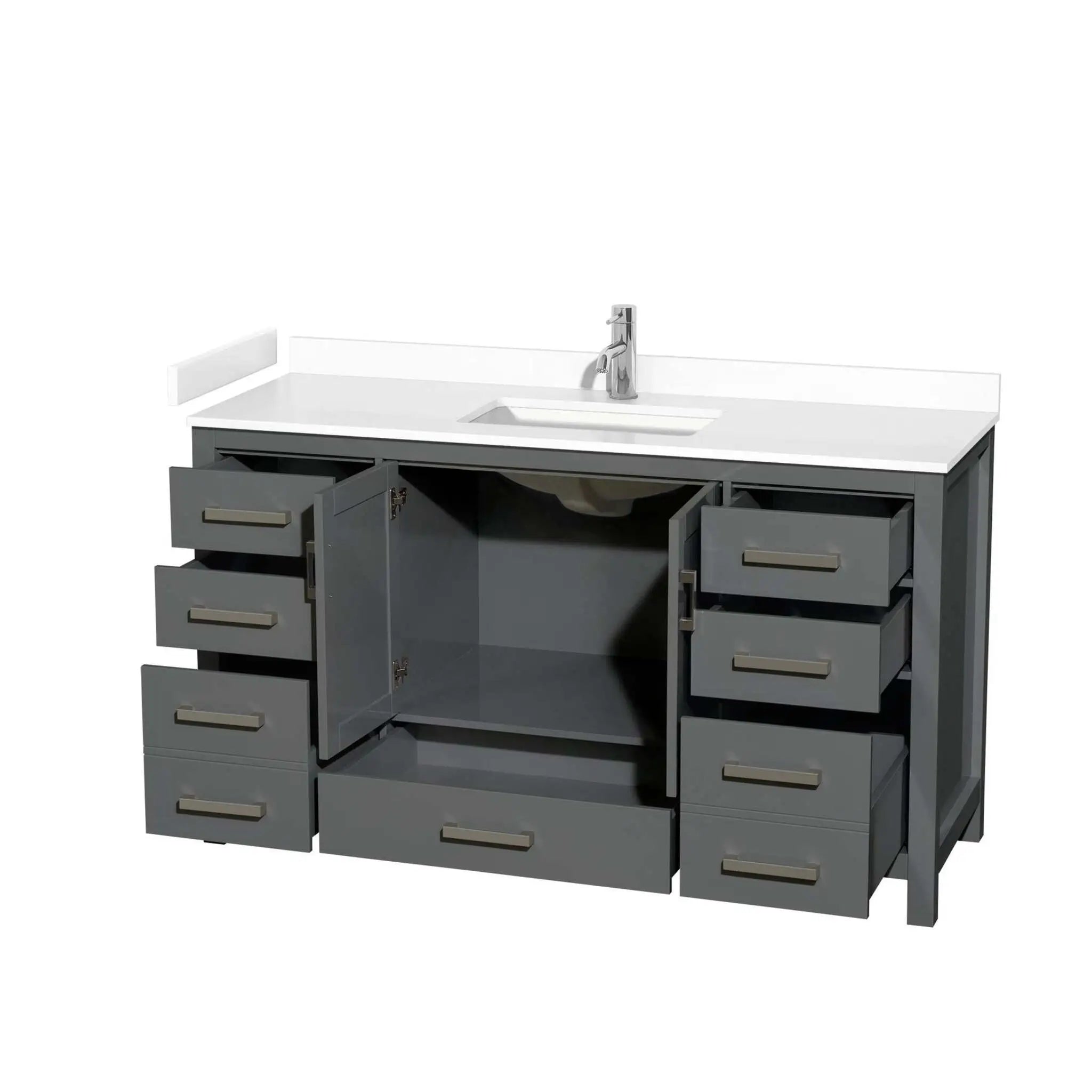 60" Sheffield Single Bathroom Vanity in Dark Gray with Brushed Chrome Trim by Wyndham