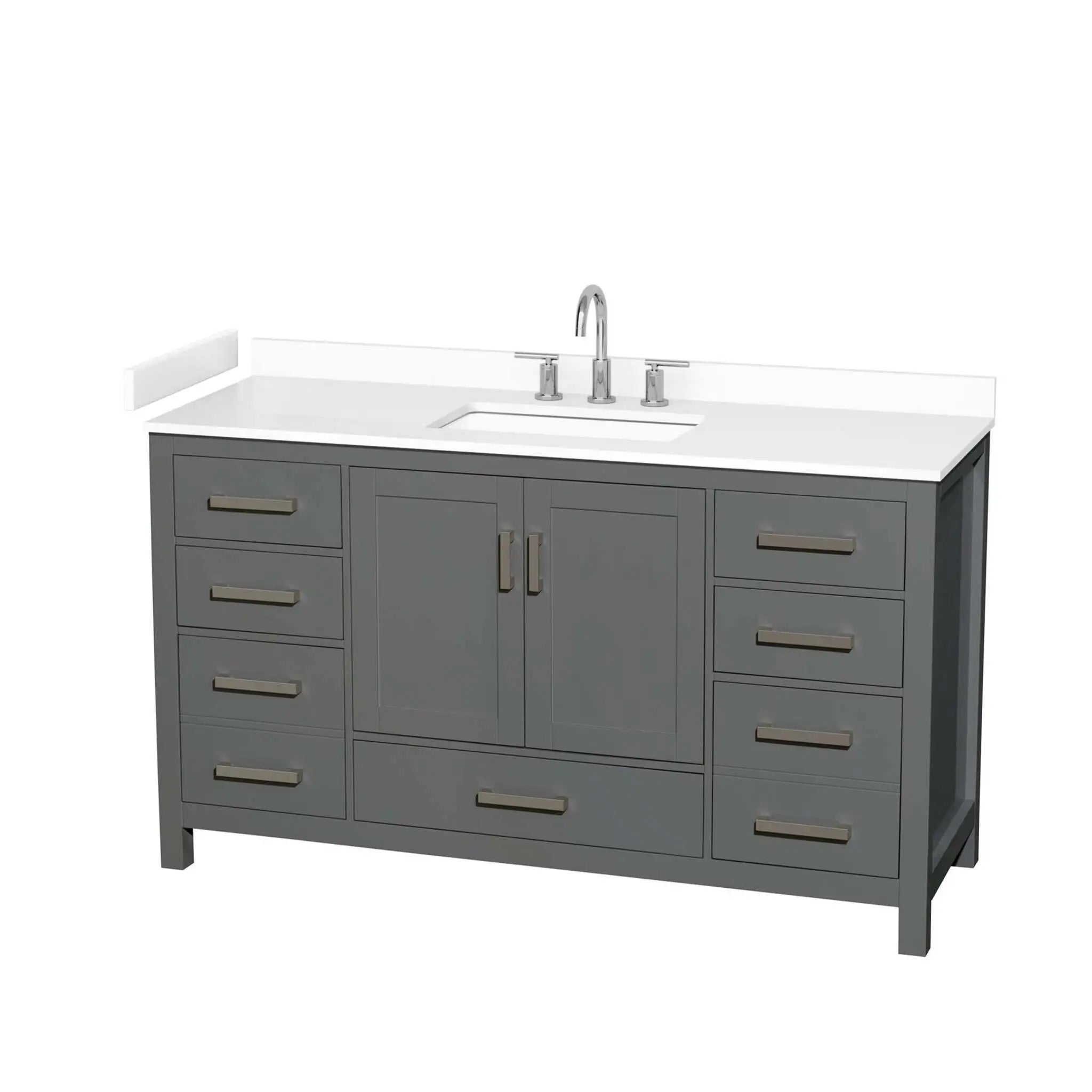 60" Sheffield Single Bathroom Vanity in Dark Gray with Brushed Chrome Trim by Wyndham