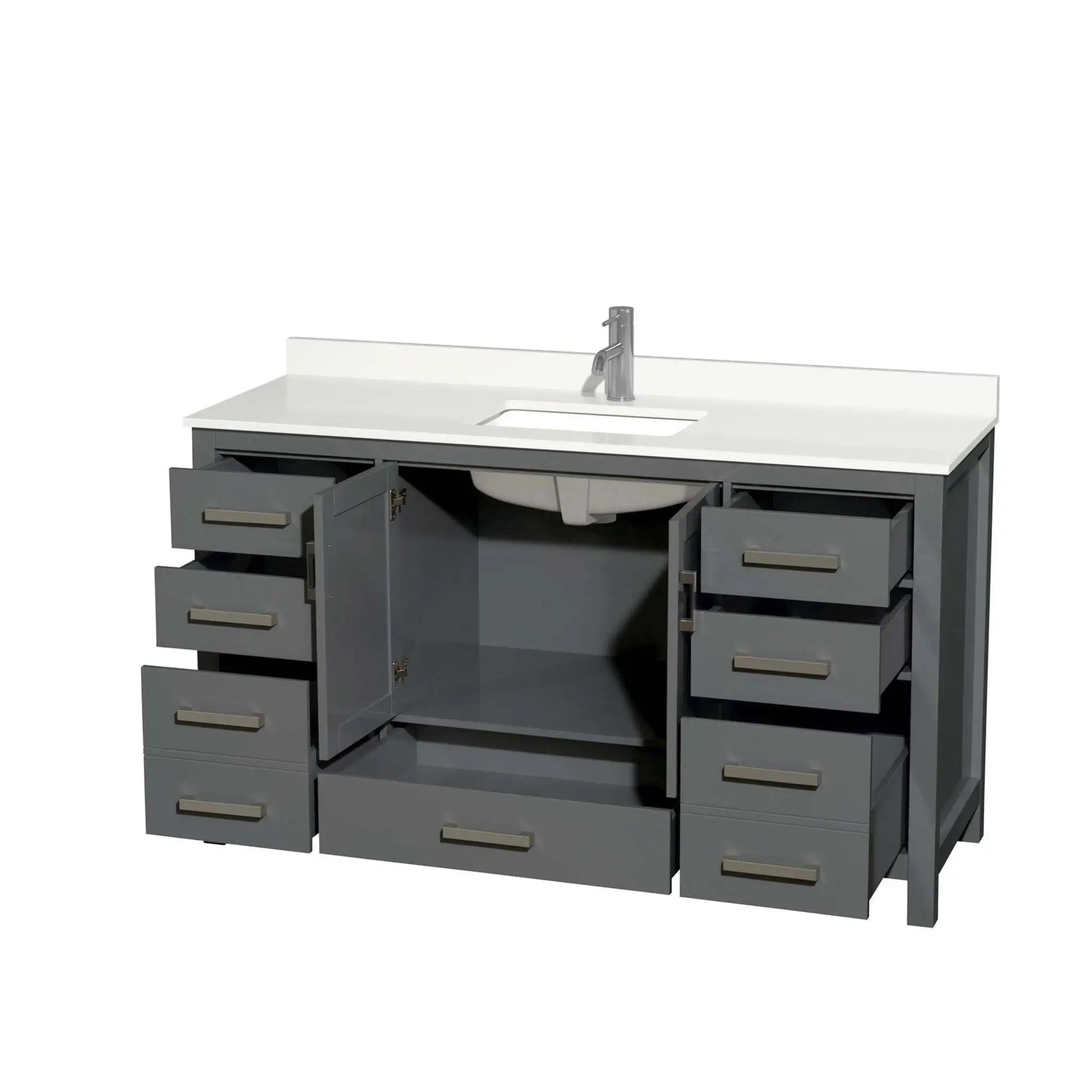 60" Sheffield Single Bathroom Vanity in Dark Gray with Brushed Chrome Trim by Wyndham
