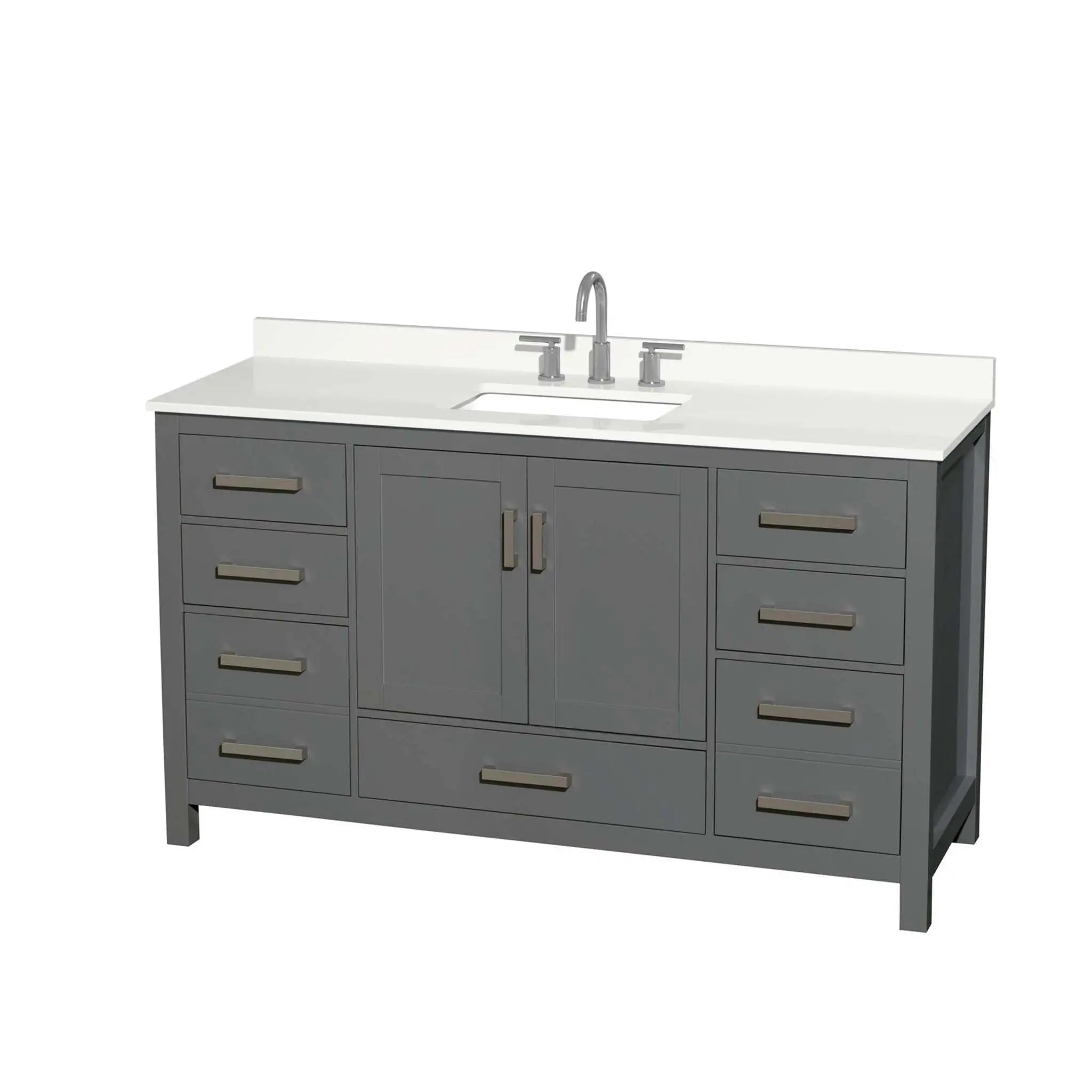 60" Sheffield Single Bathroom Vanity in Dark Gray with Brushed Chrome Trim by Wyndham