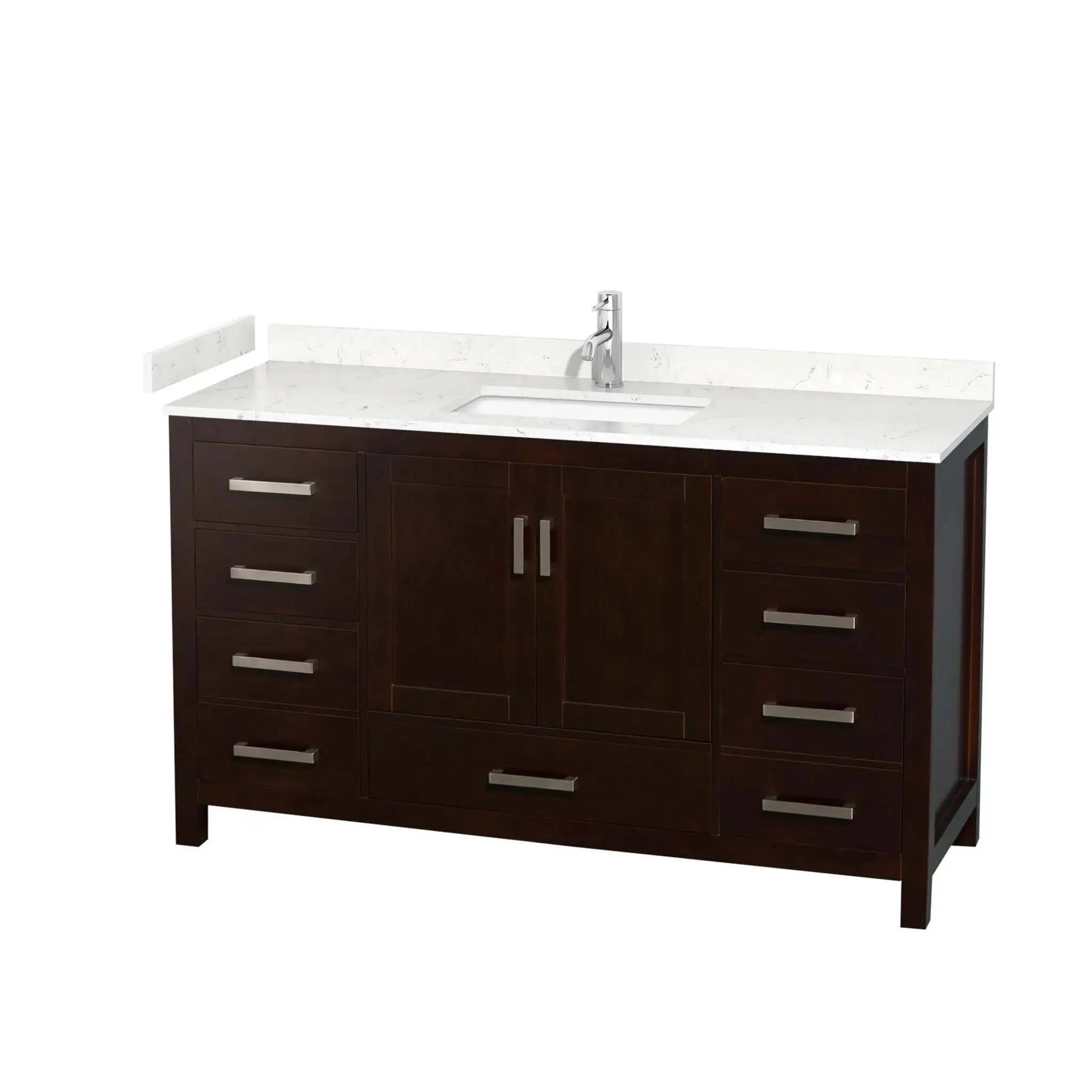 60" Sheffield Single Bathroom Vanity in Espresso with Brushed Chrome Trim by Wyndham
