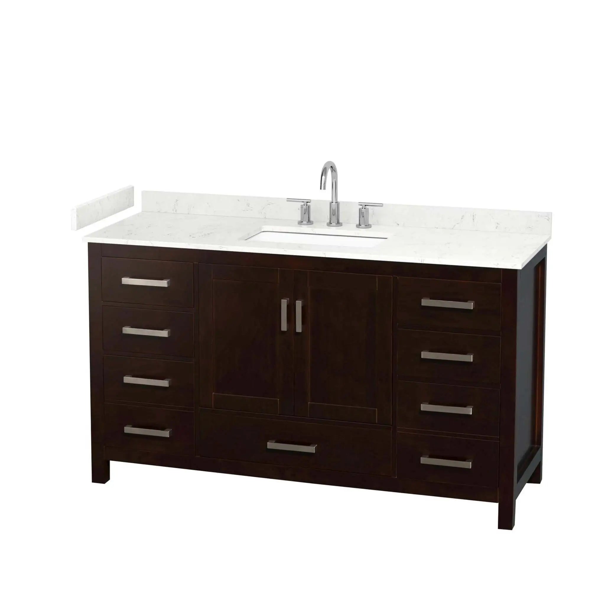60" Sheffield Single Bathroom Vanity in Espresso with Brushed Chrome Trim by Wyndham