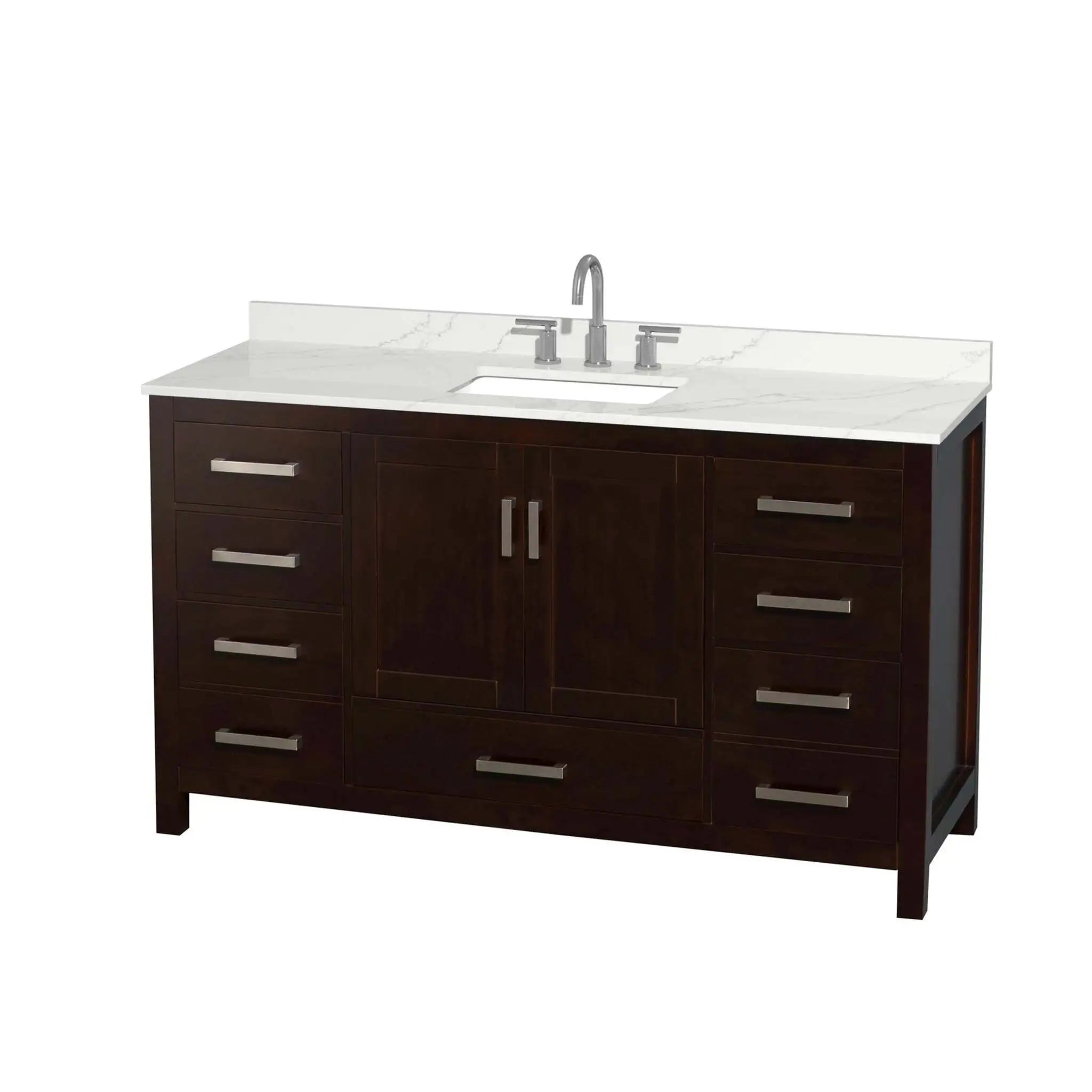 60" Sheffield Single Bathroom Vanity in Espresso with Brushed Chrome Trim by Wyndham
