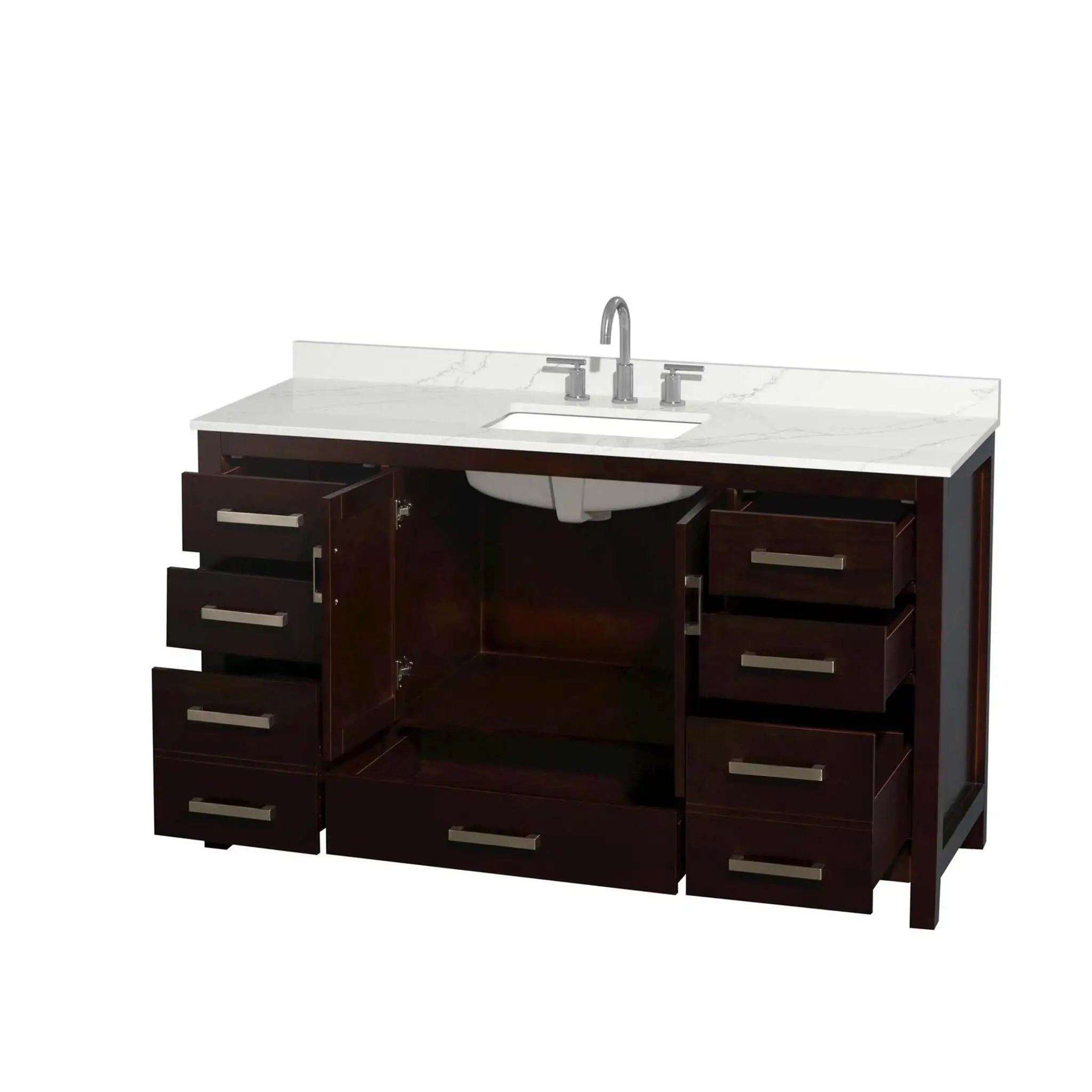 60" Sheffield Single Bathroom Vanity in Espresso with Brushed Chrome Trim by Wyndham