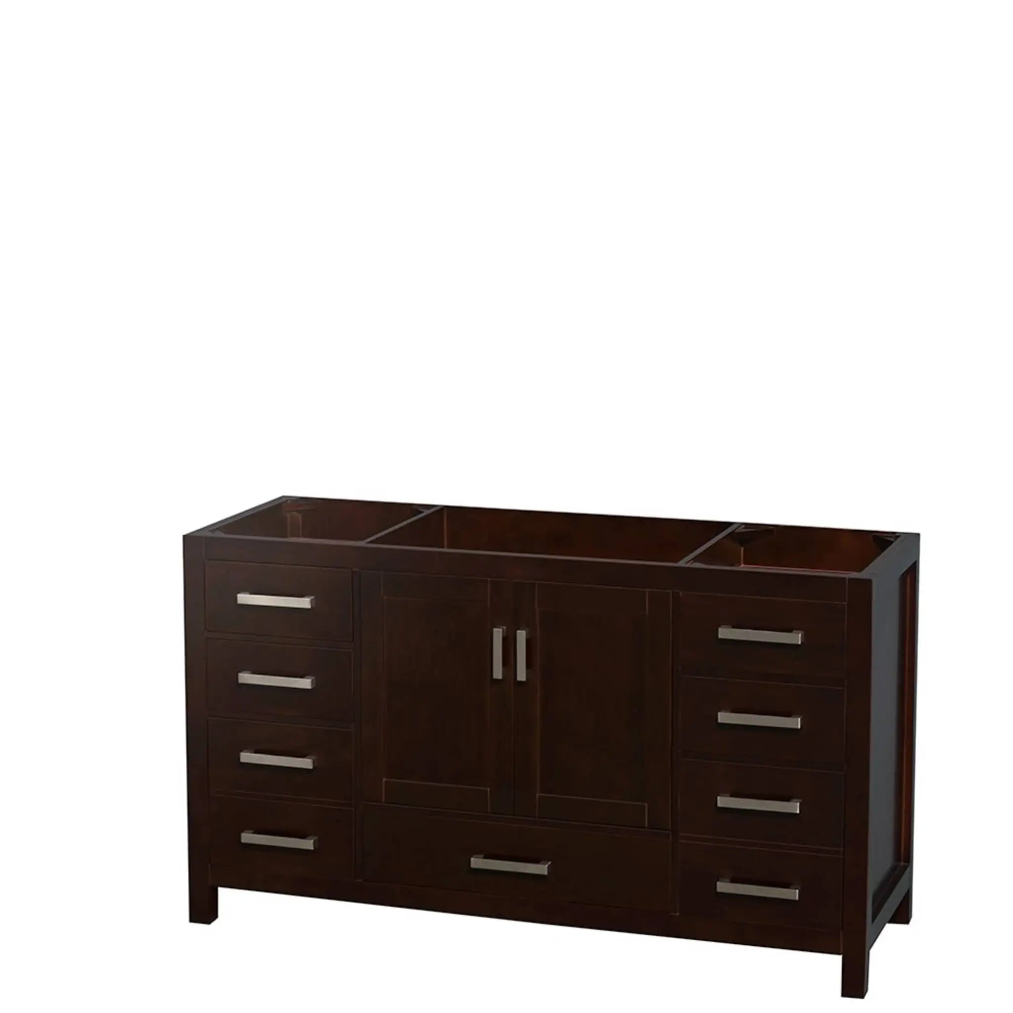 60" Sheffield Single Bathroom Vanity in Espresso with Brushed Chrome Trim & Medicine Cabinet by Wyndham