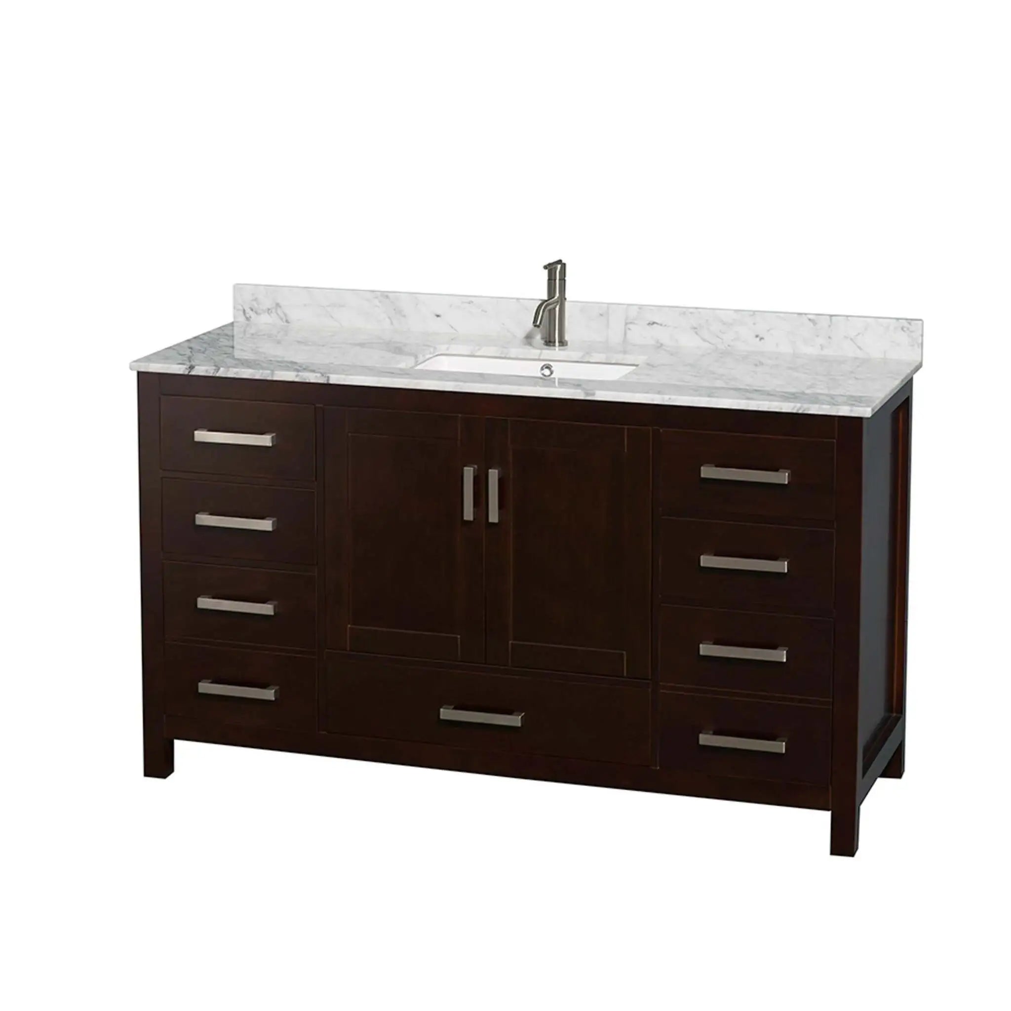 60" Sheffield Single Bathroom Vanity in Espresso with Brushed Chrome Trim by Wyndham