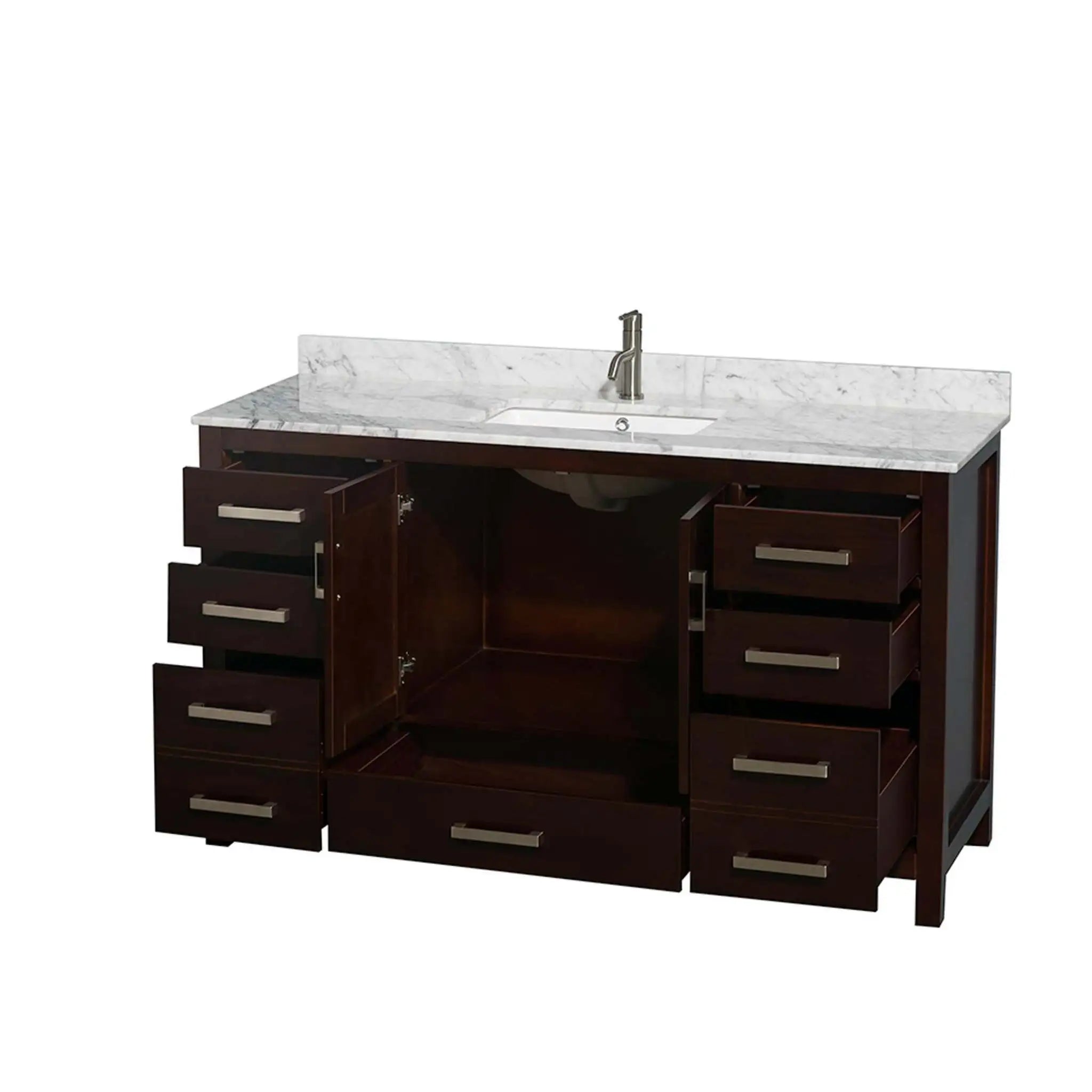 60" Sheffield Single Bathroom Vanity in Espresso with Brushed Chrome Trim by Wyndham