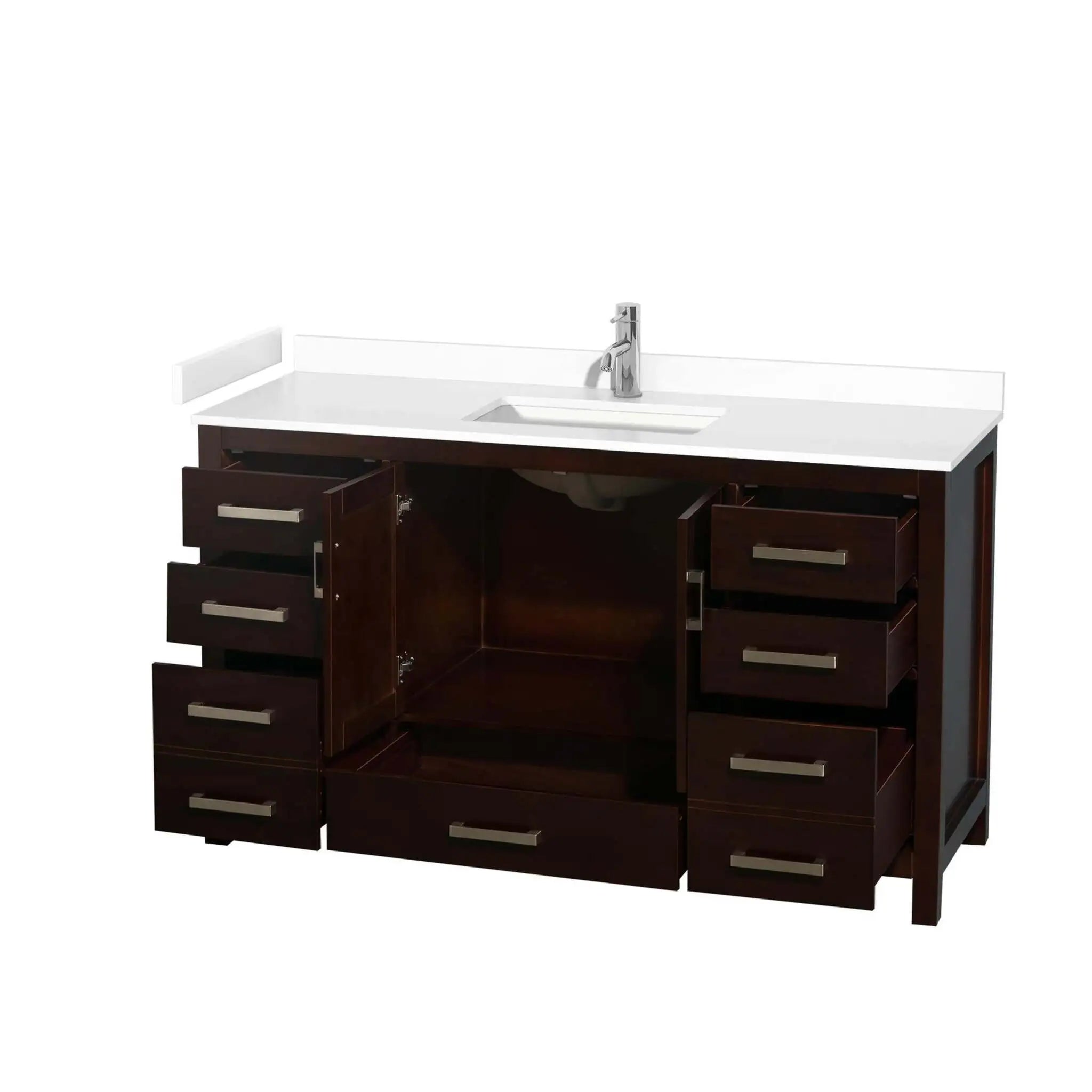 60" Sheffield Single Bathroom Vanity in Espresso with Brushed Chrome Trim by Wyndham