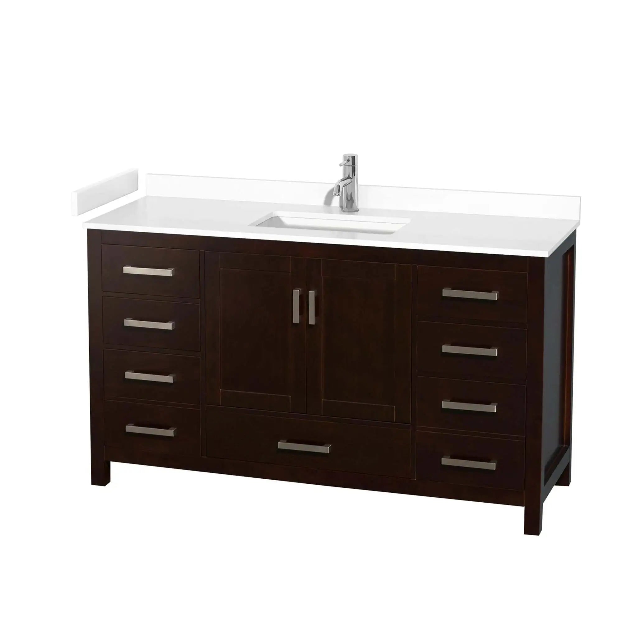 60" Sheffield Single Bathroom Vanity in Espresso with Brushed Chrome Trim by Wyndham