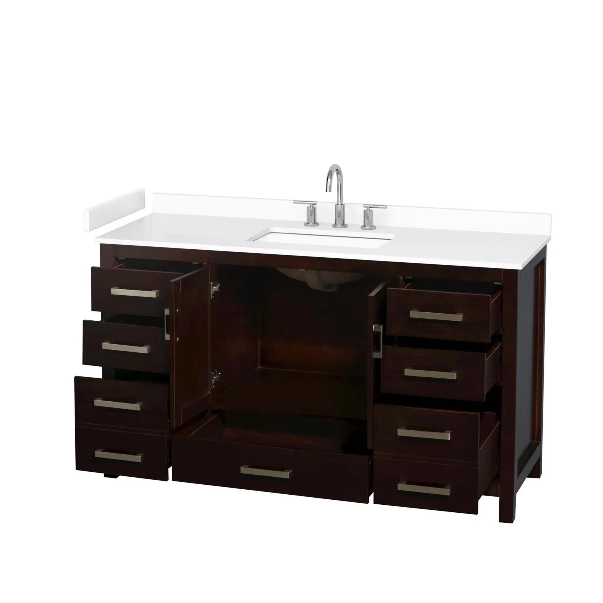 60" Sheffield Single Bathroom Vanity in Espresso with Brushed Chrome Trim by Wyndham