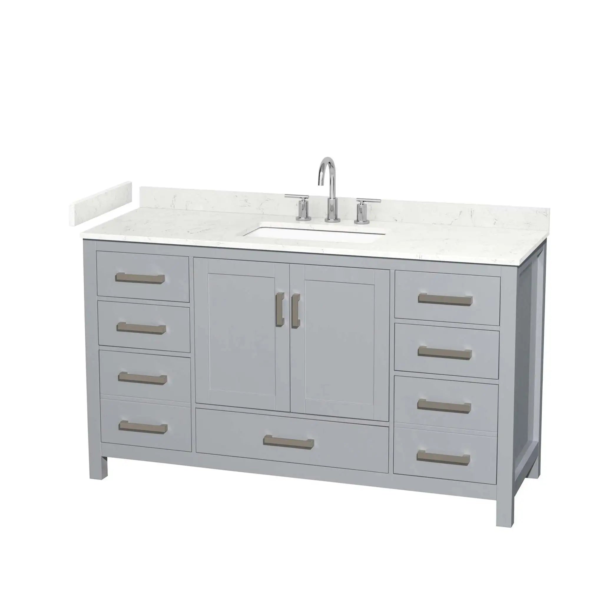 60" Sheffield Single Bathroom Vanity in Gray with Brushed Chrome Trim by Wyndham