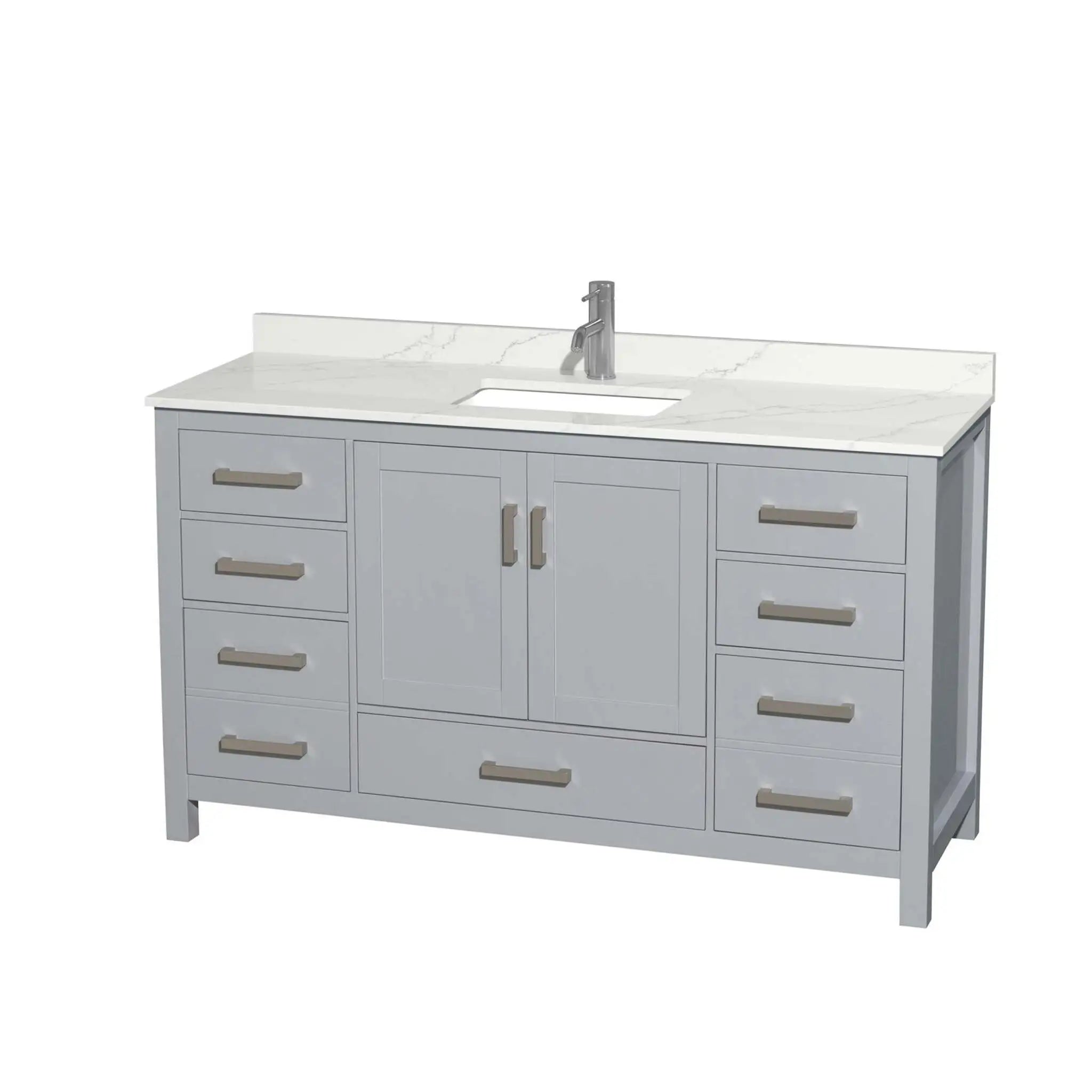 60" Sheffield Single Bathroom Vanity in Gray with Brushed Chrome Trim by Wyndham