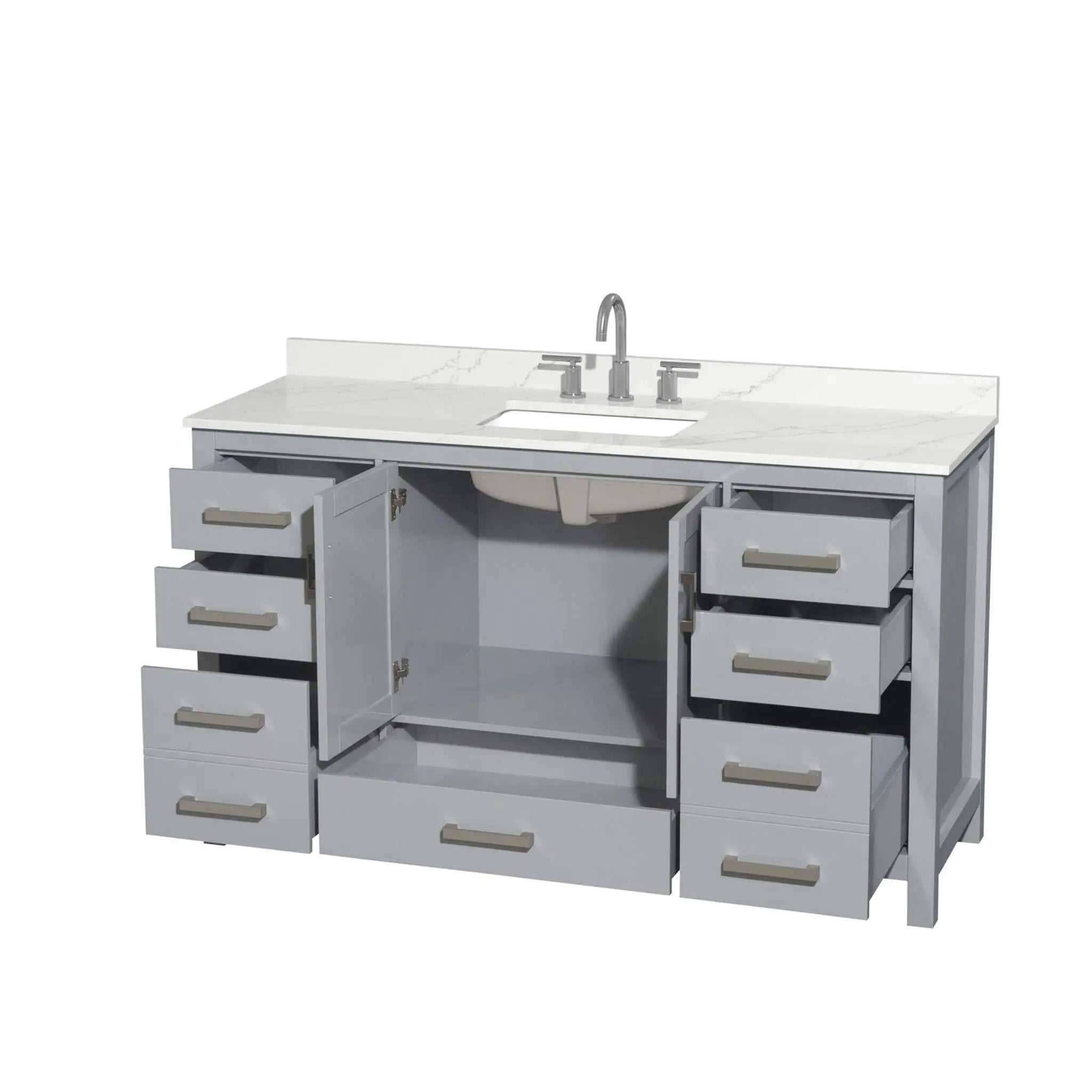 60" Sheffield Single Bathroom Vanity in Gray with Brushed Chrome Trim by Wyndham