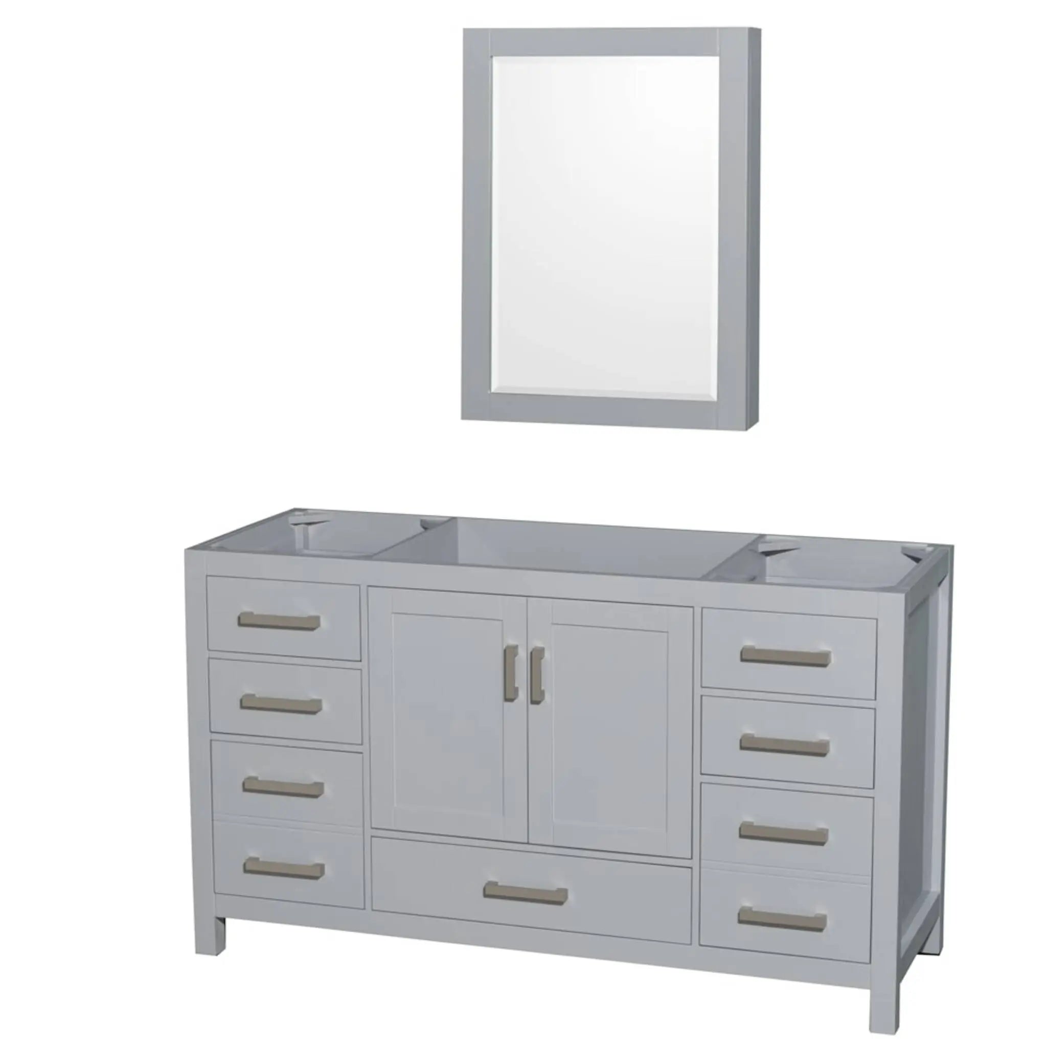 60" Sheffield Single Bathroom Vanity in Gray with Brushed Chrome Trim & Medicine Cabinet by Wyndham