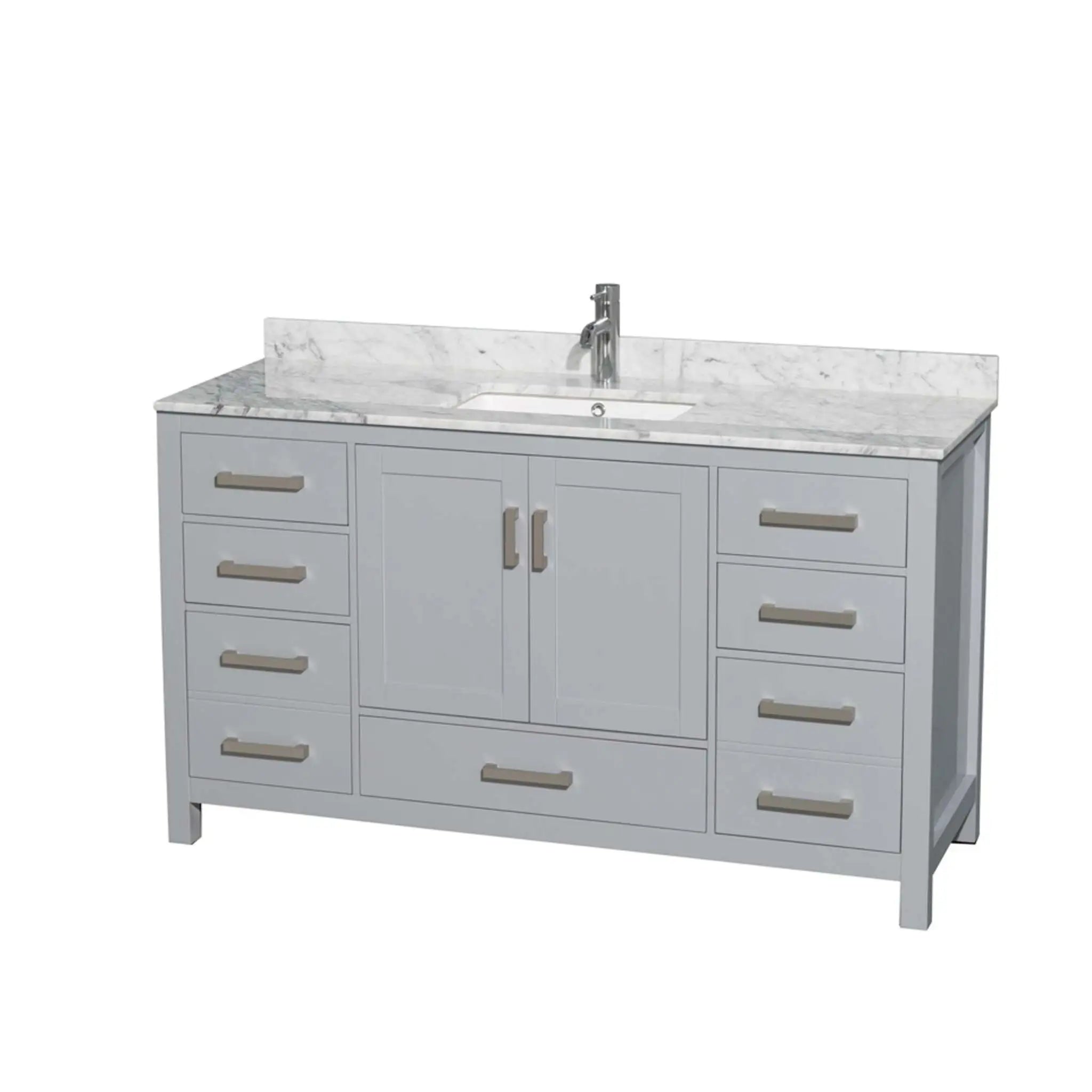 60" Sheffield Single Bathroom Vanity in Gray with Brushed Chrome Trim by Wyndham