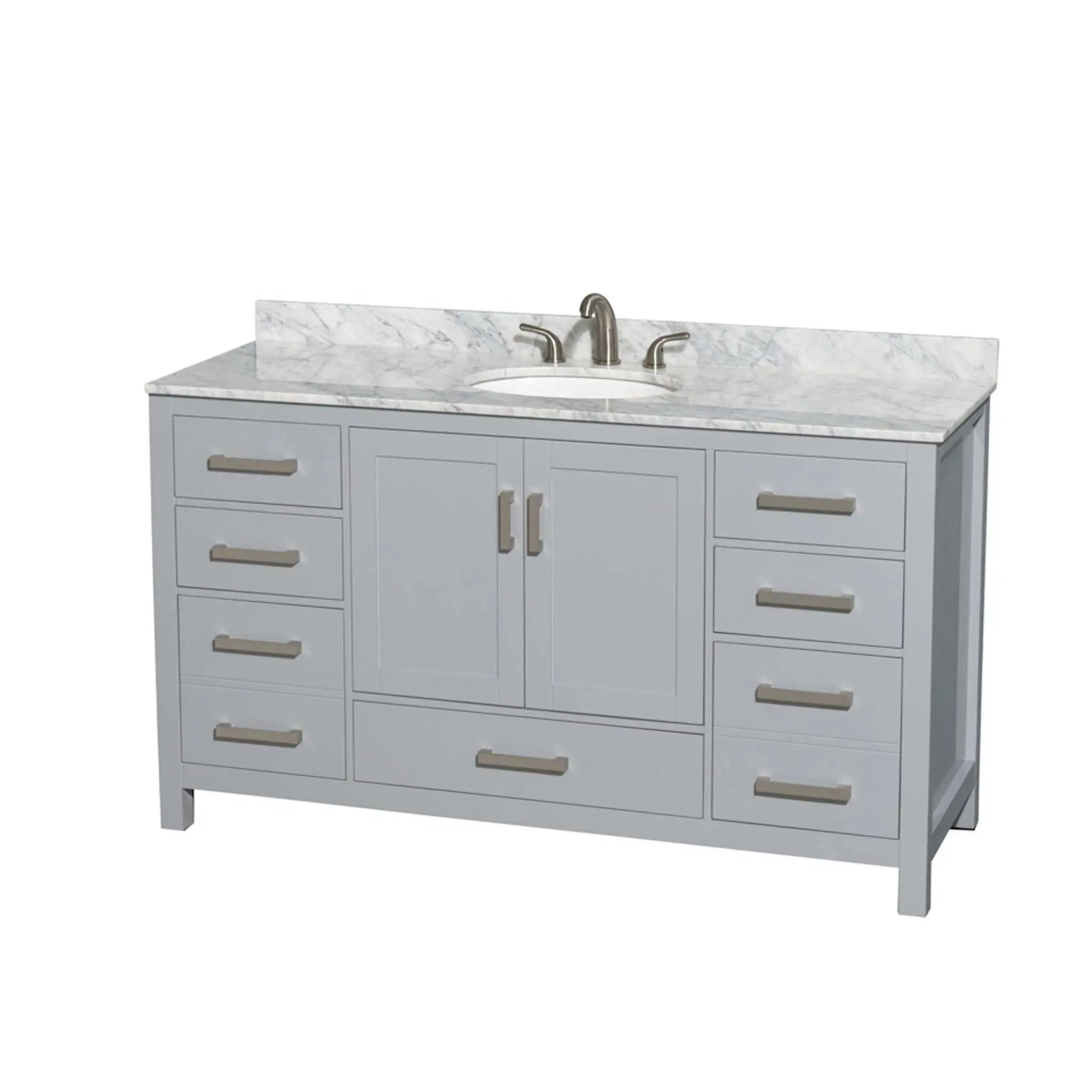 60" Sheffield Single Bathroom Vanity in Gray with Brushed Chrome Trim by Wyndham