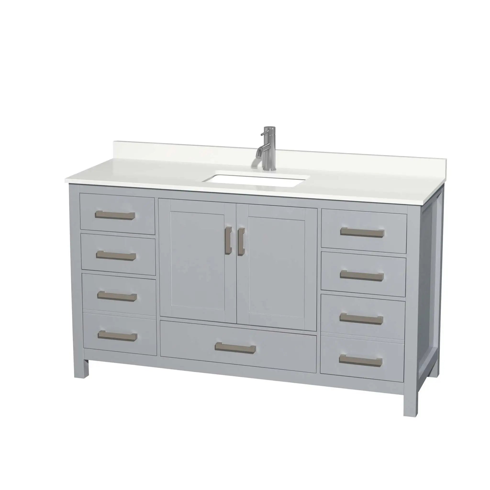 60" Sheffield Single Bathroom Vanity in Gray with Brushed Chrome Trim by Wyndham