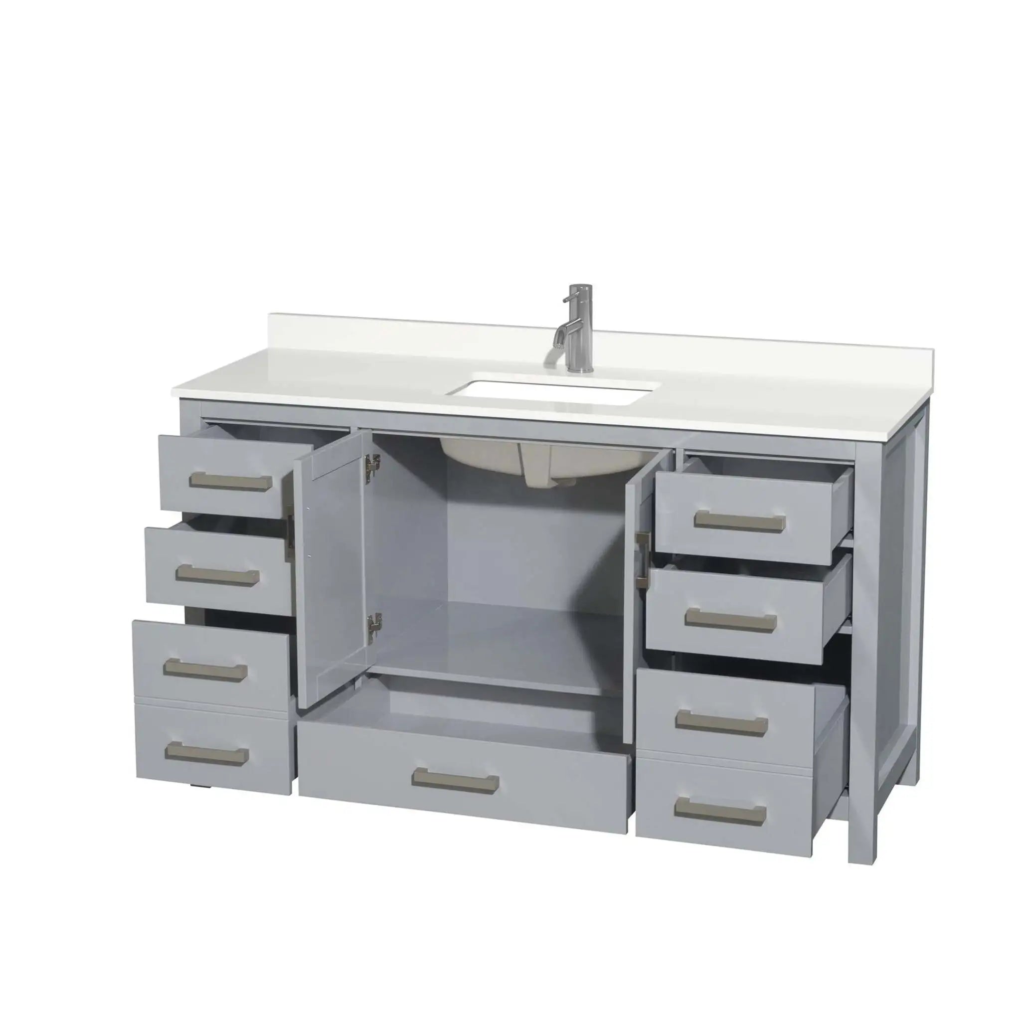 60" Sheffield Single Bathroom Vanity in Gray with Brushed Chrome Trim by Wyndham