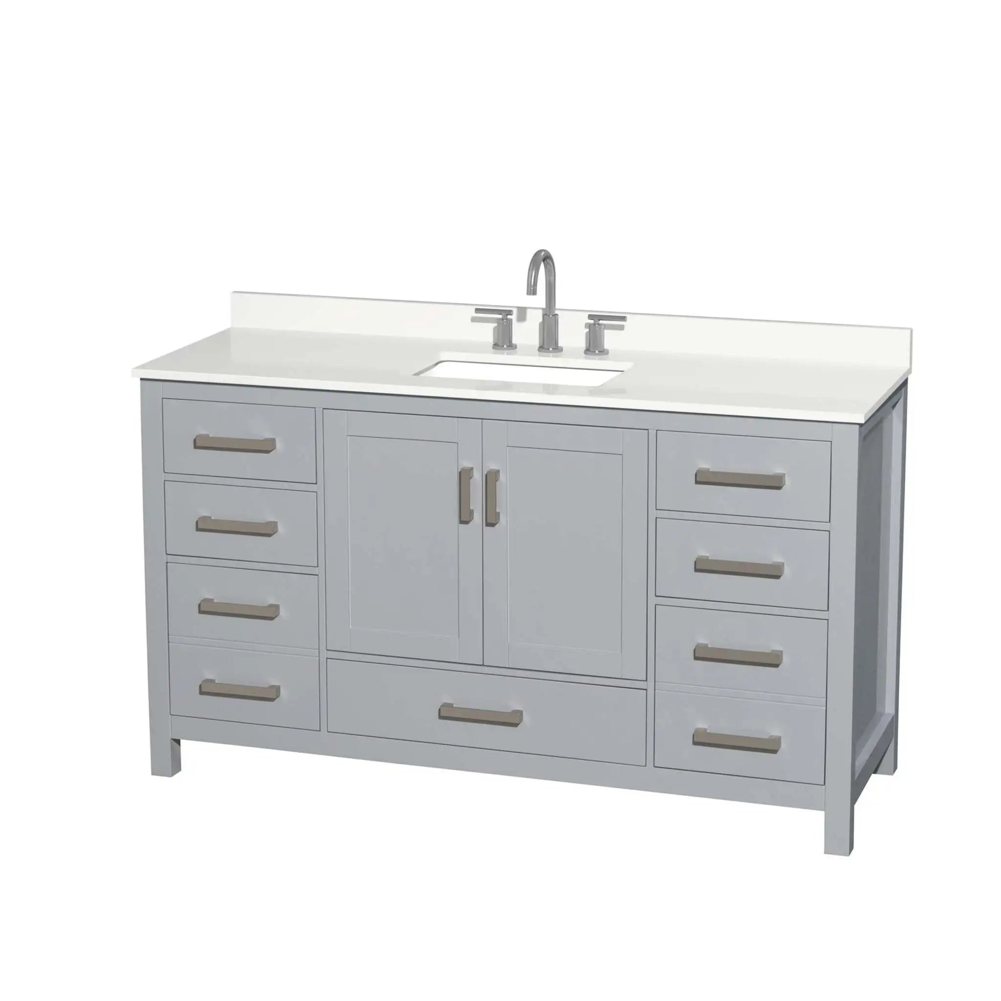 60" Sheffield Single Bathroom Vanity in Gray with Brushed Chrome Trim by Wyndham