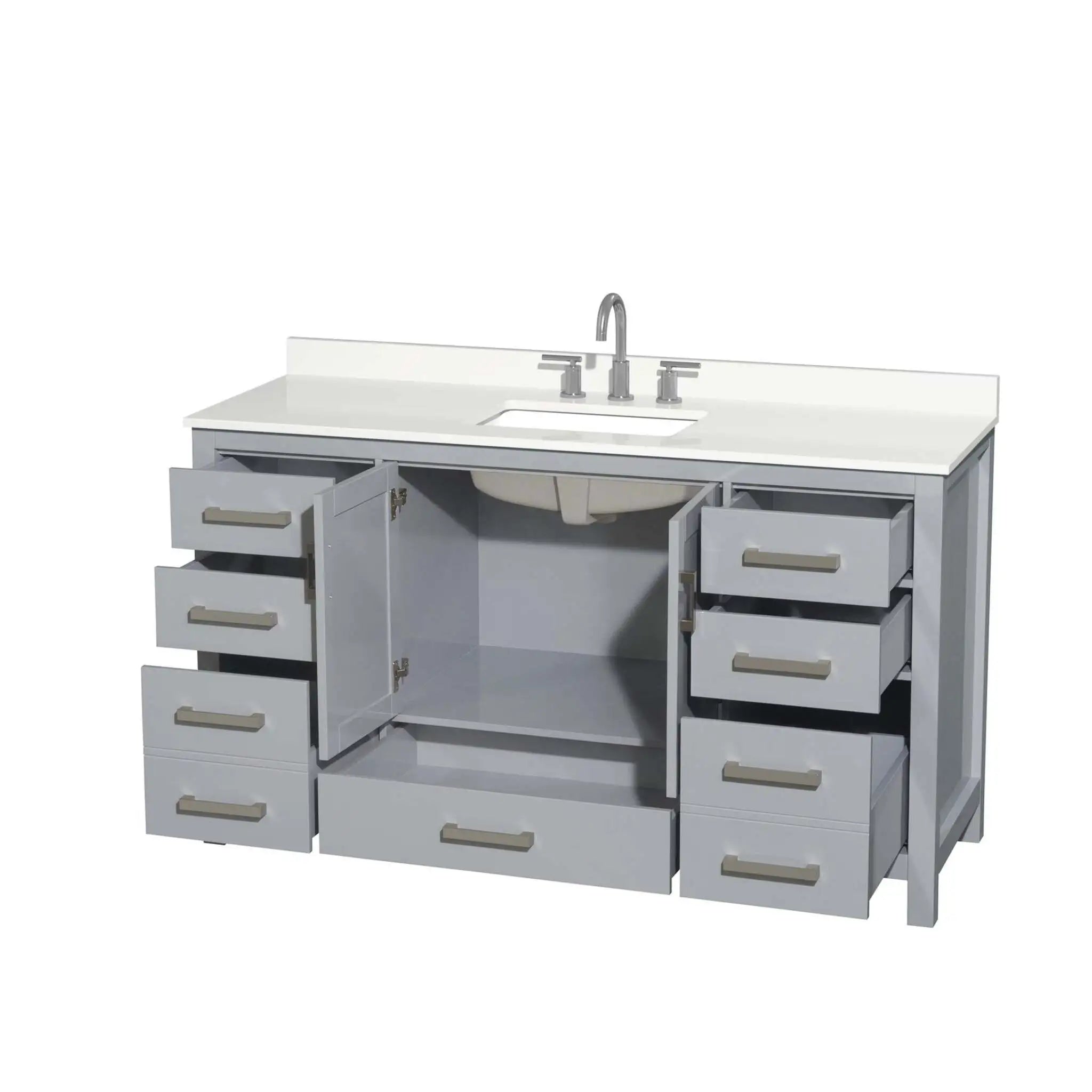 60" Sheffield Single Bathroom Vanity in Gray with Brushed Chrome Trim by Wyndham
