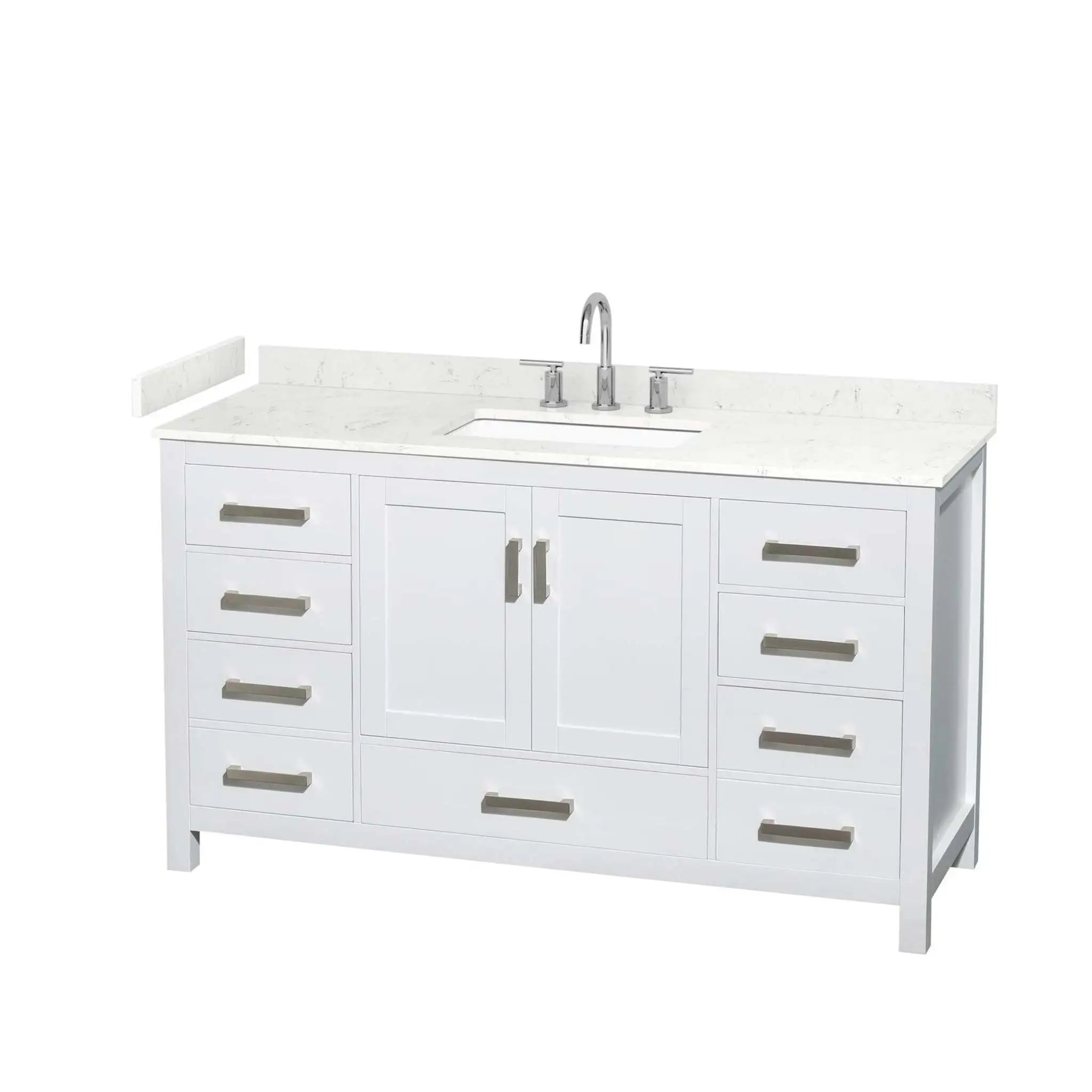 60" Sheffield Single Bathroom Vanity in White with Brushed Chrome Trim by Wyndham