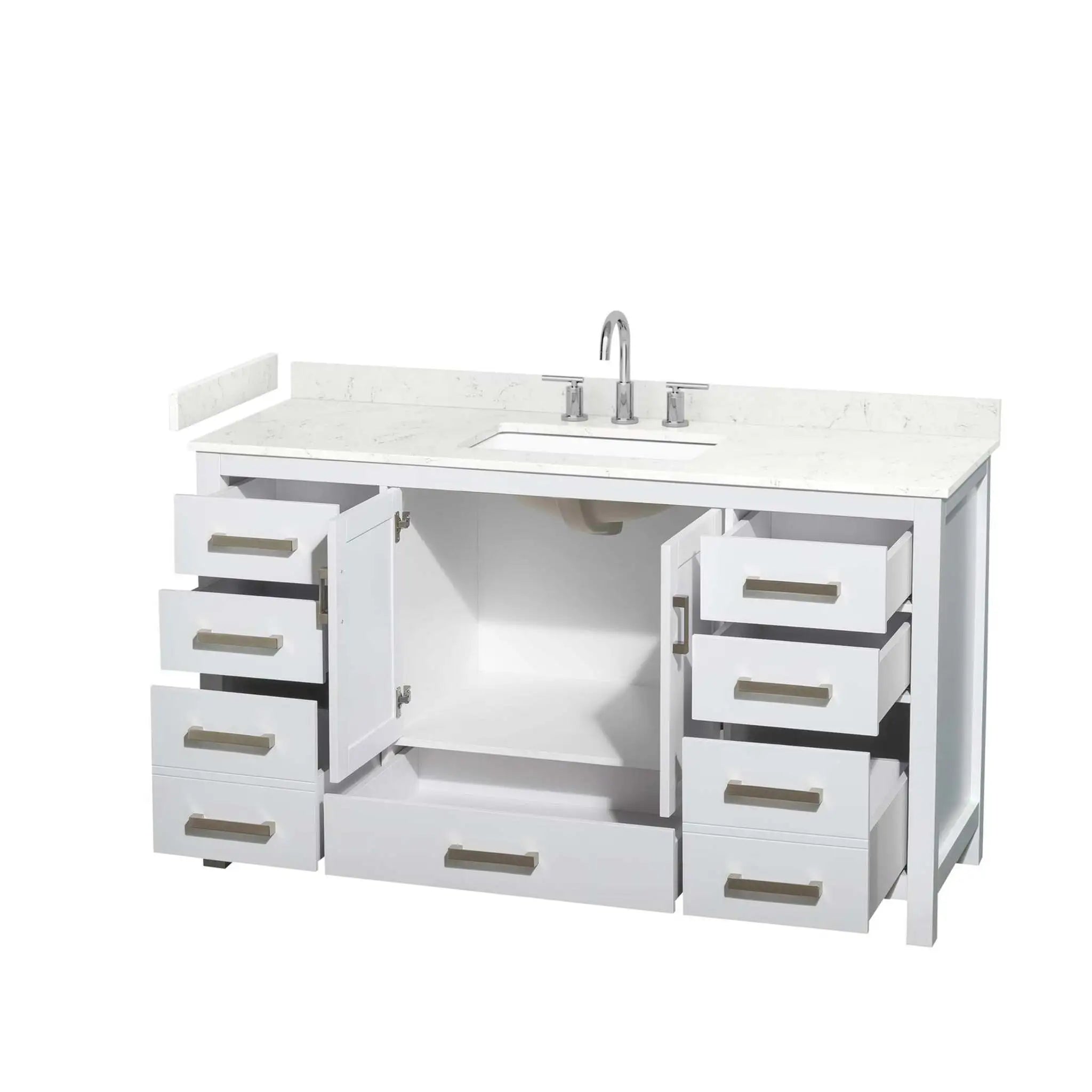 60" Sheffield Single Bathroom Vanity in White with Brushed Chrome Trim by Wyndham