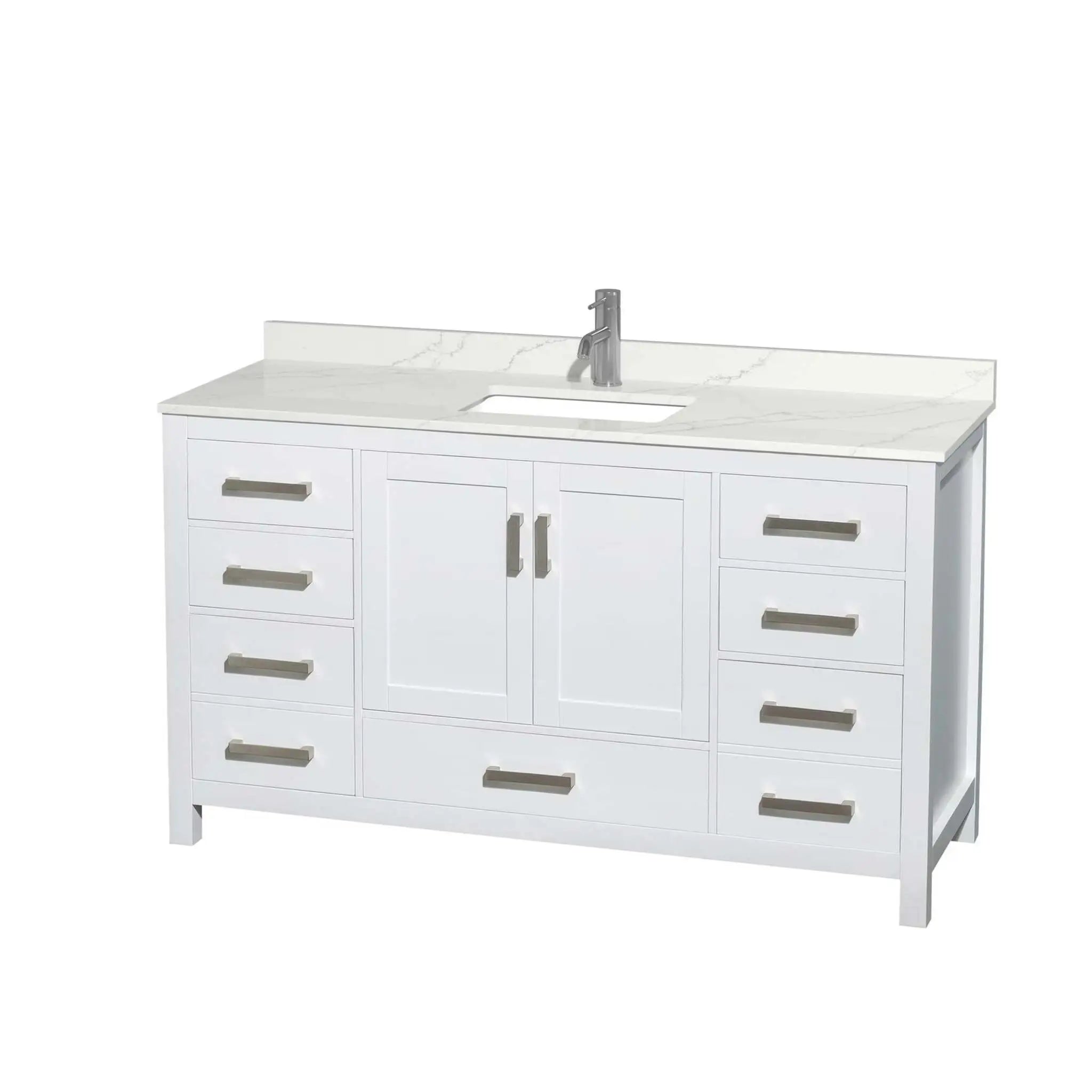 60" Sheffield Single Bathroom Vanity in White with Brushed Chrome Trim by Wyndham
