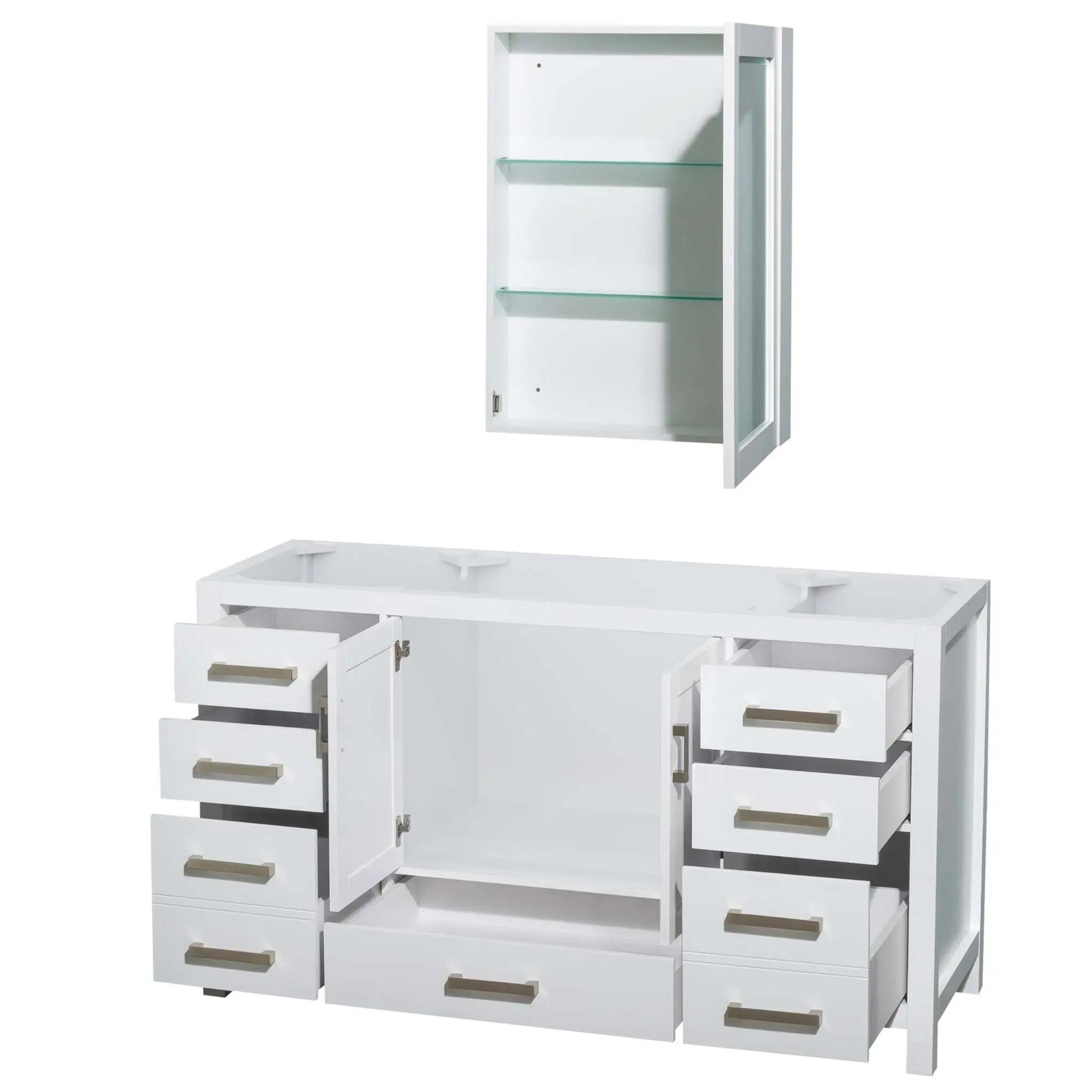 60" Sheffield Single Bathroom Vanity in White with Brushed Chrome Trim & Medicine Cabinet by Wyndham
