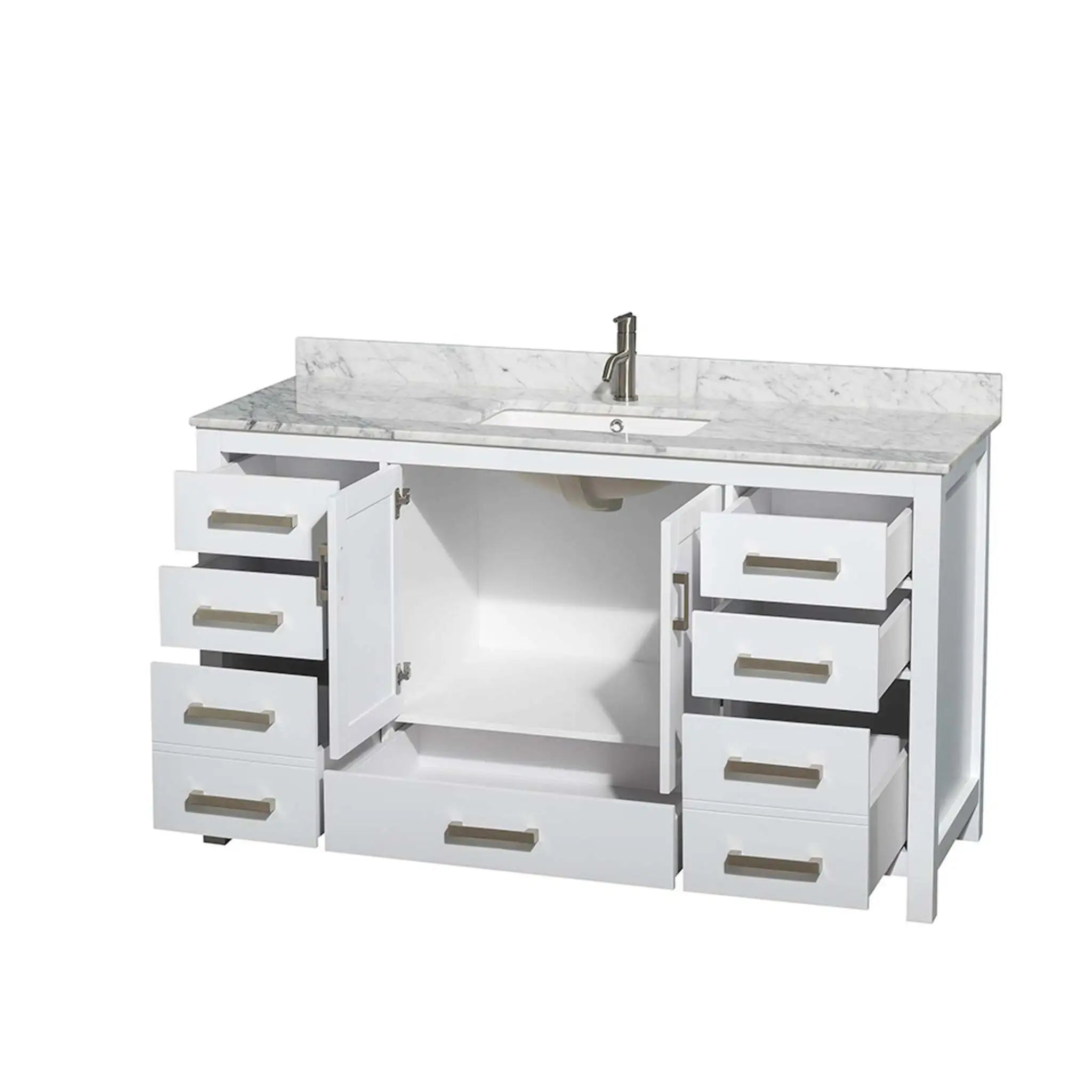 60" Sheffield Single Bathroom Vanity in White with Brushed Chrome Trim by Wyndham