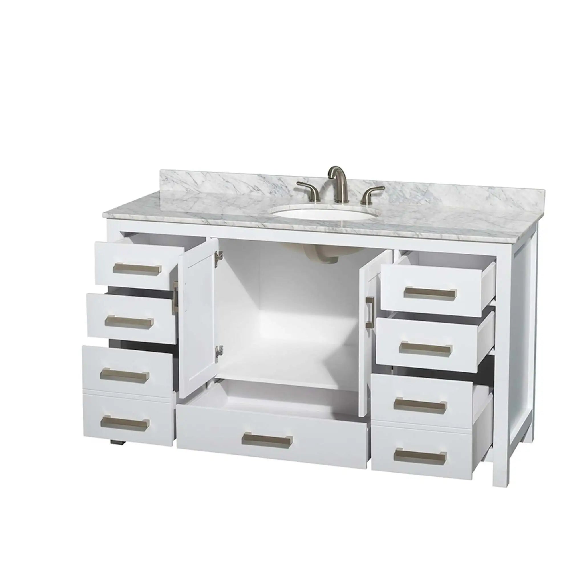 60" Sheffield Single Bathroom Vanity in White with Brushed Chrome Trim by Wyndham