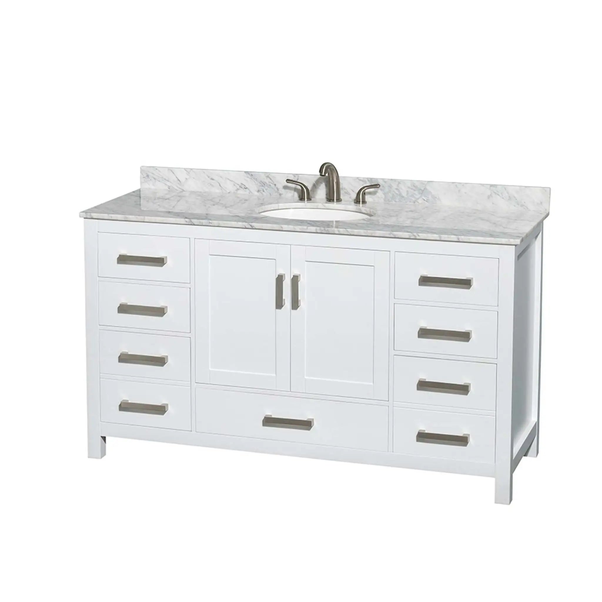 60" Sheffield Single Bathroom Vanity in White with Brushed Chrome Trim by Wyndham