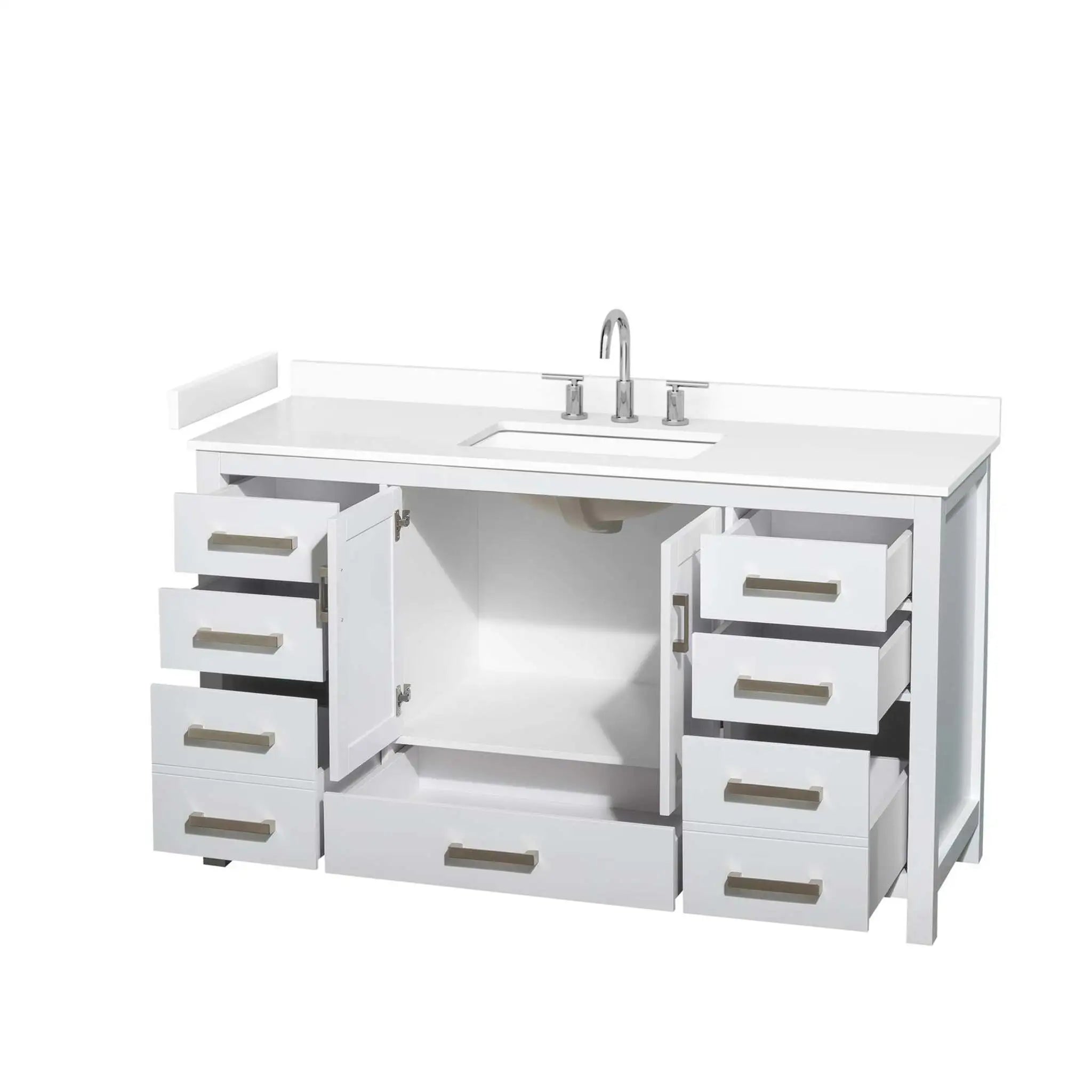 60" Sheffield Single Bathroom Vanity in White with Brushed Chrome Trim by Wyndham