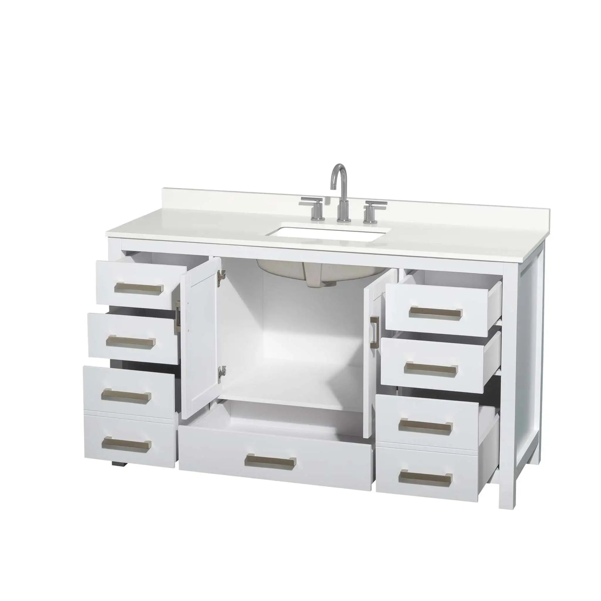 60" Sheffield Single Bathroom Vanity in White with Brushed Chrome Trim by Wyndham