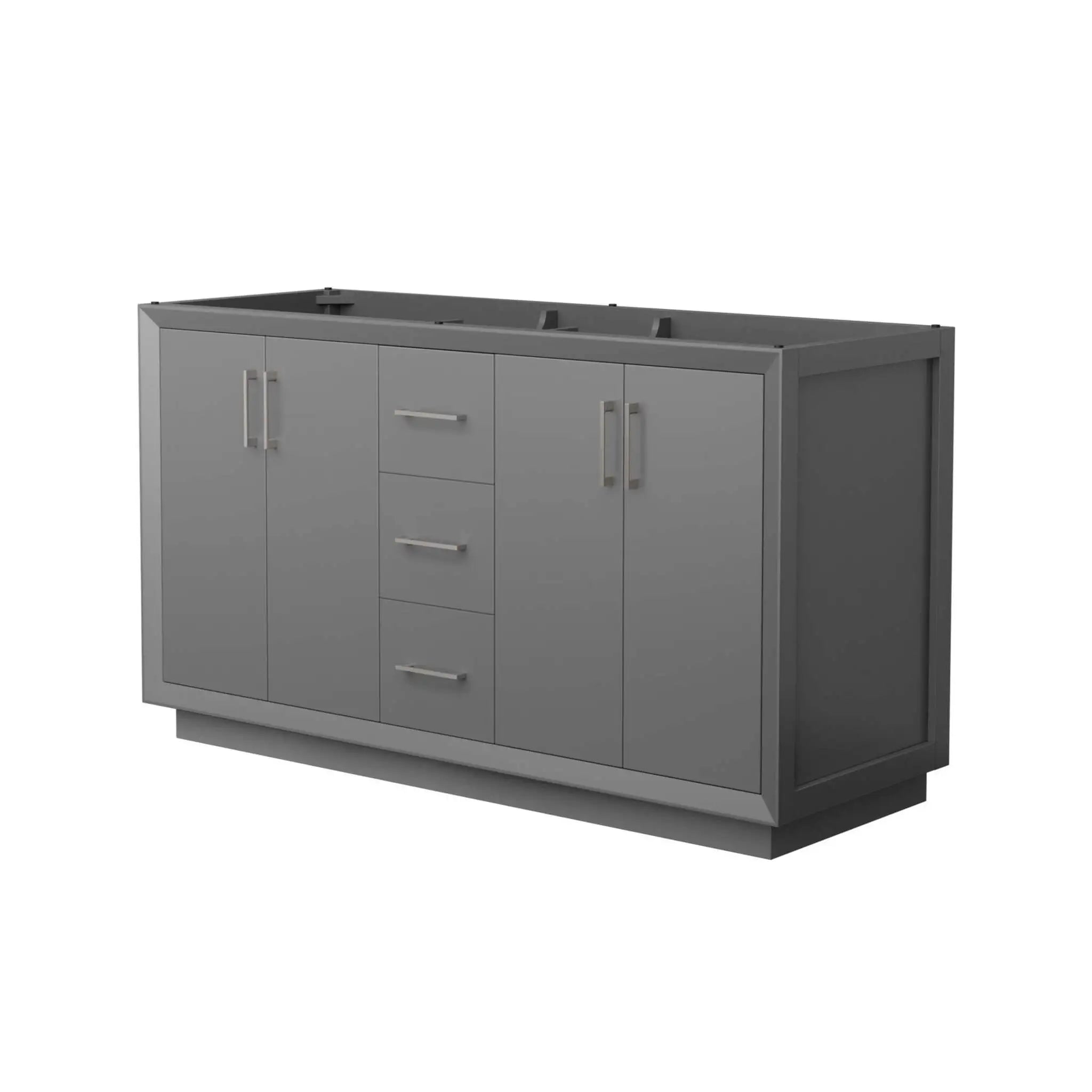 60" Strada Double Bathroom Vanity in Dark Gray with Brushed Nickel Trim by Wyndham