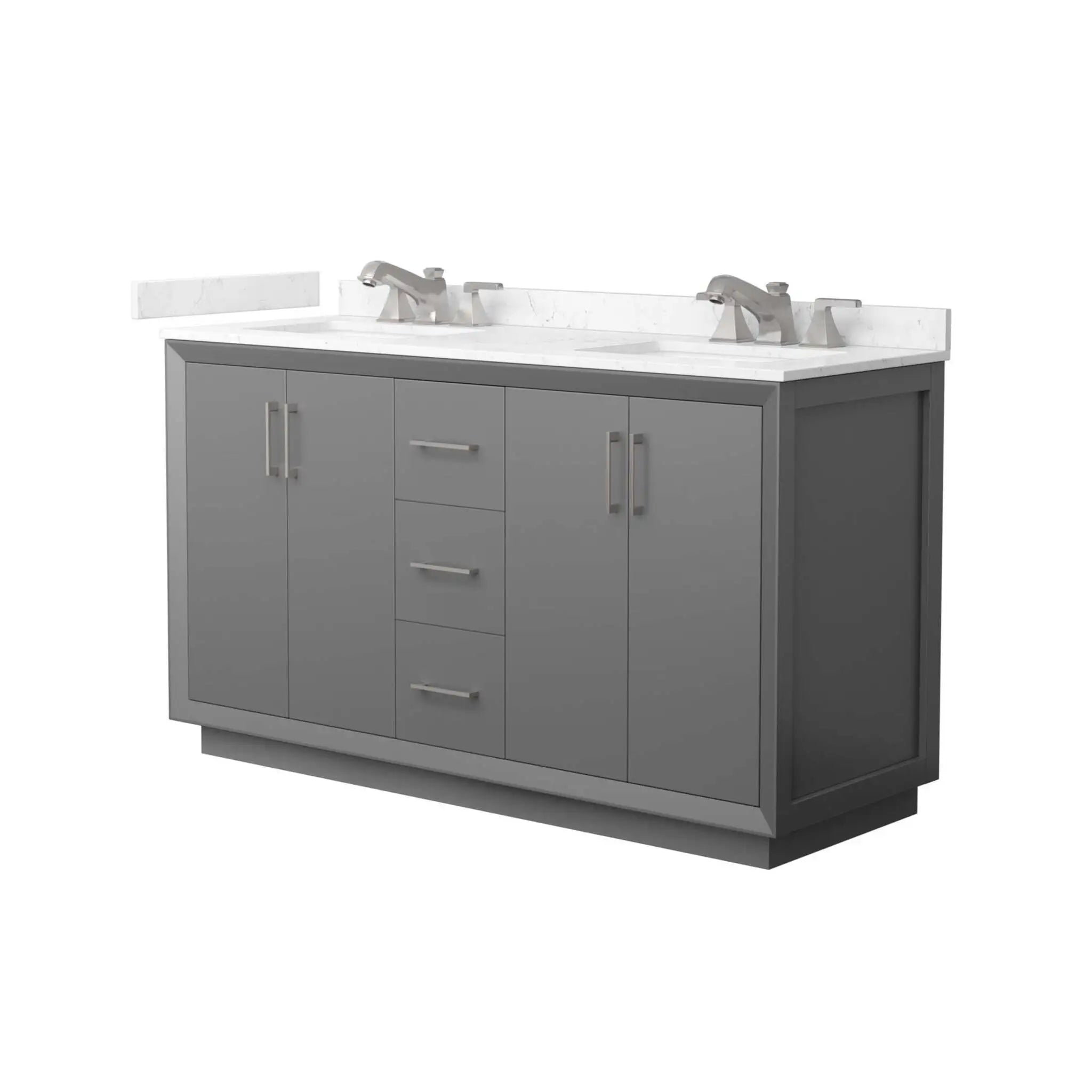 60" Strada Double Bathroom Vanity in Dark Gray with Brushed Nickel Trim by Wyndham